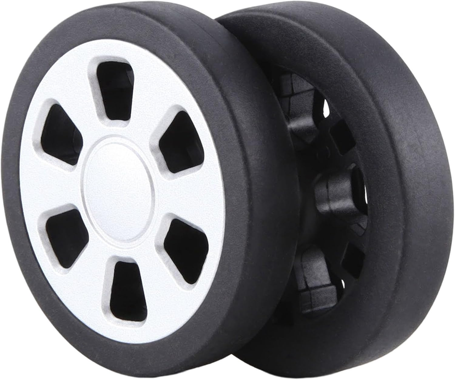 Tuperoymse Black & Silver Luggage Wheel Replacement Wear Resistant PU Caster Luggage Double Wheel 8Mm image number 3