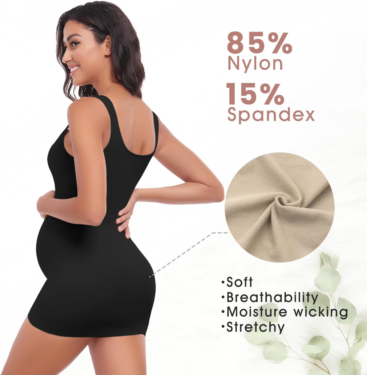 Diawsome Maternity Tank Tops Belly Support - Womens Sleeveless Bodycon Dresses for Baby Shower Pregnancy Shapewear Workout Shirts image number 3