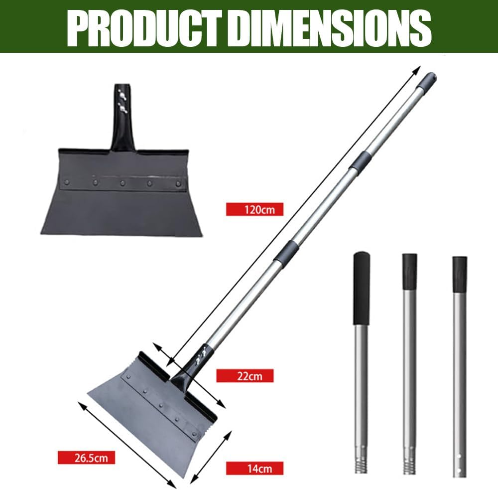 Multi-Purpose Garden Cleaning Shovel with Adjustable Handle, Heavy-Duty Steel Flat Shovel, Gardening Scraper, Cleaning Scraper for Mowing and Cleaning, Snow Removal and Ice Shoveling image number 4