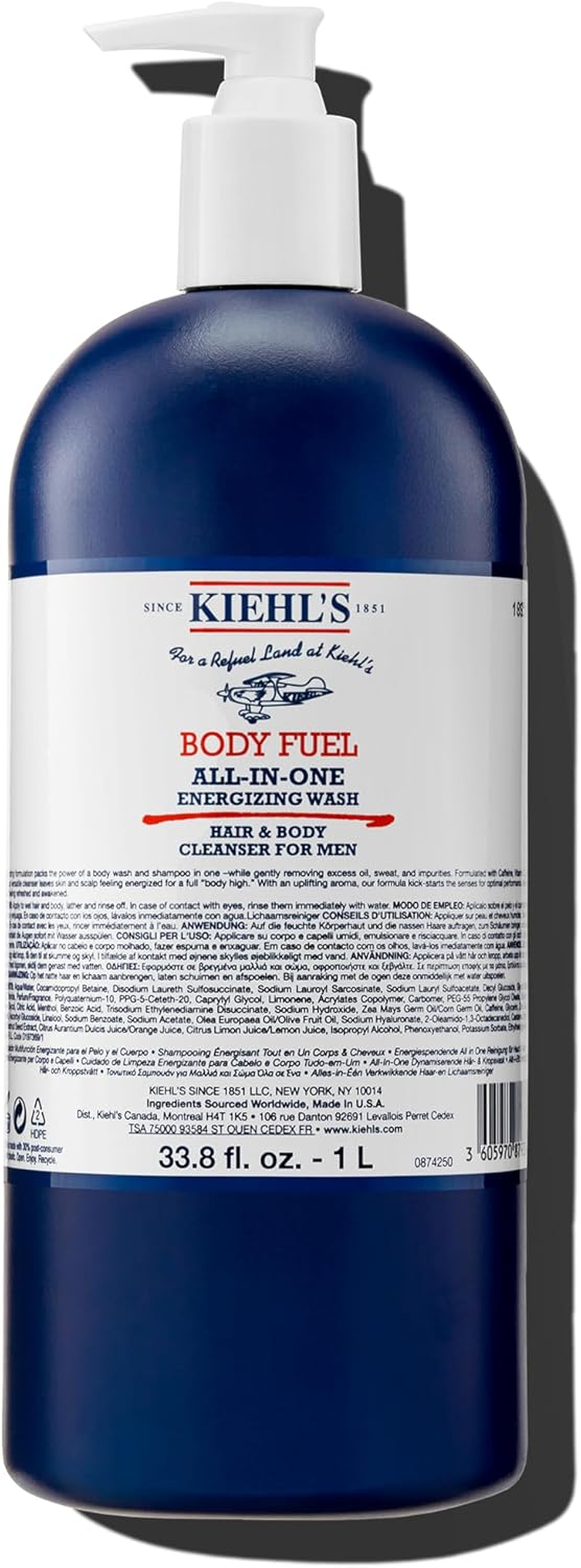 Kiehl'S Body Fuel Wash, Energising Body Wash & Shampoo for Men, 1Lt image number 3