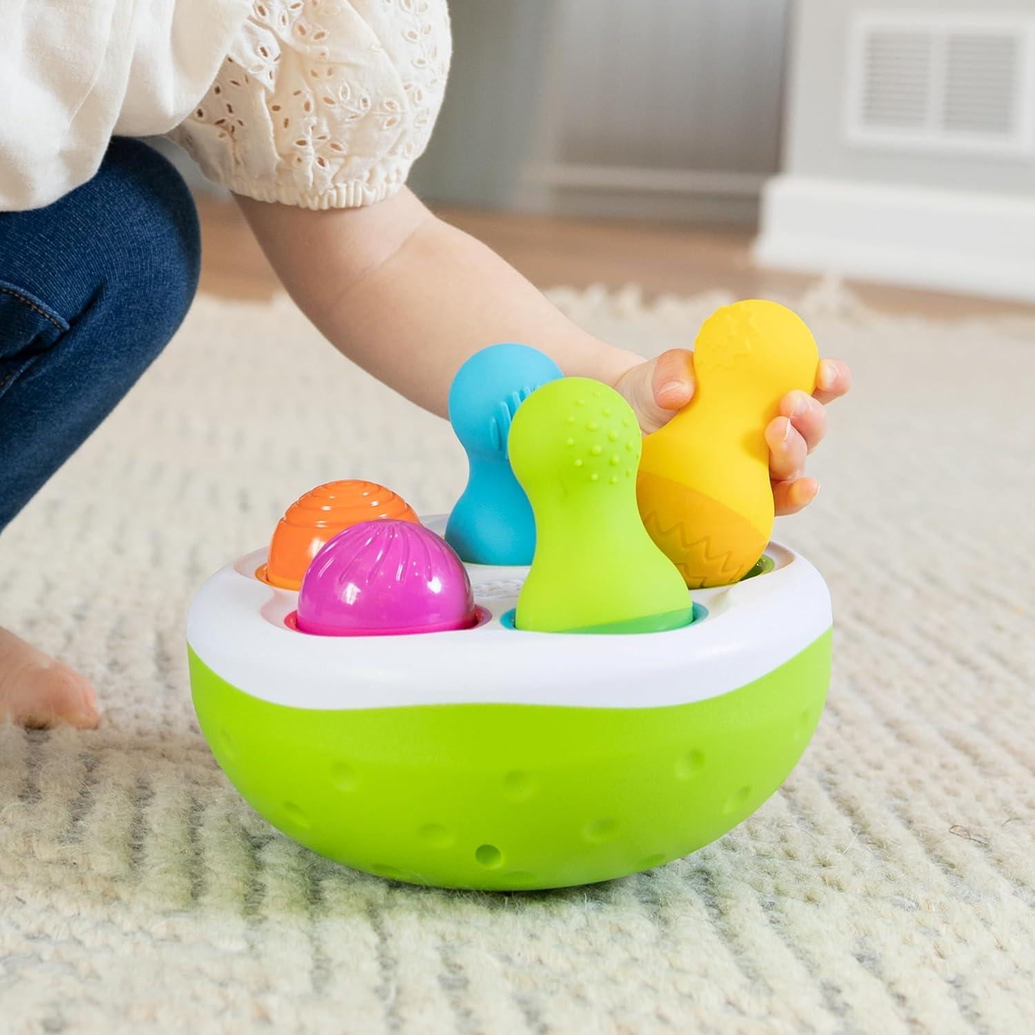 Fat Brain Toys F248 Fat Brain Spinnypins, Kids Preschool, Spinning and Sorting Building Sets, Early Development Toy for Babies Aged 18 Months and Older, Multicoloured image number 6