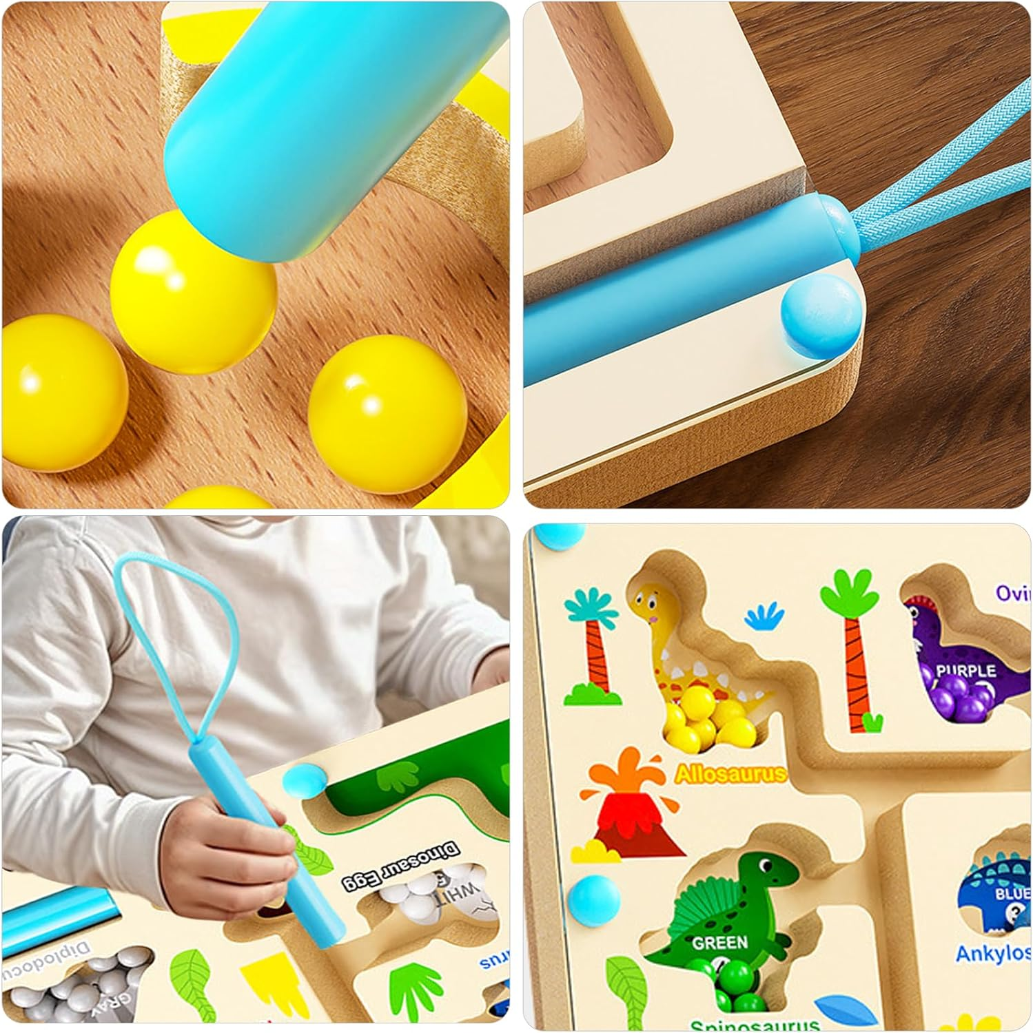 Magnetic Color and Number Maze for Toddlers: Christmas Montessori Wooden Learning Game, Fine Motor Skills Toy with Colorful Beads for 2-5 Year Old Boys and Girls image number 2