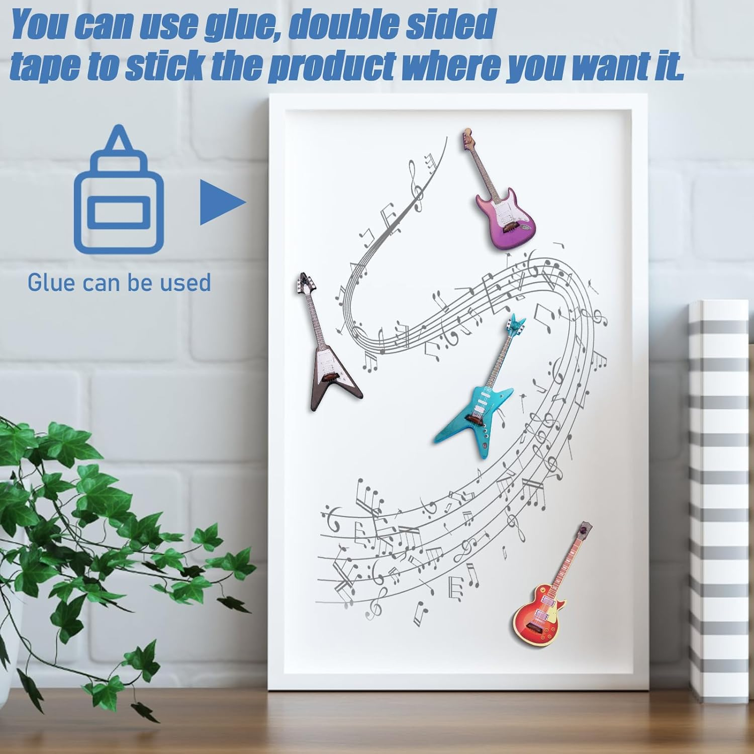 4 Pcs Miniature Guitar Bass Model, Miniature Electric Guitar, 1:12 Scale Mini Wooden Musical Instrument for Dollhouse Accessories, Mini Music Room, Home Decoration image number 2