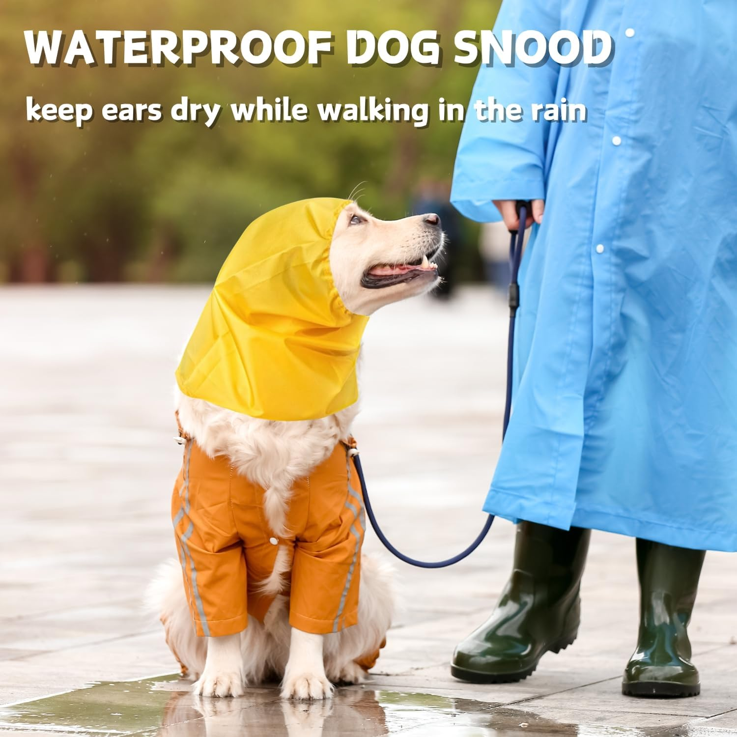 2 Pack Dog Bath Cap Waterproof Dog Snood Rain Hat Ear Protection Shower Cap Dog Ears Headband Dog Ear Covers for Swimming Dog Ear Wrap for Snow Rain (Pink+Yellow) image number 5