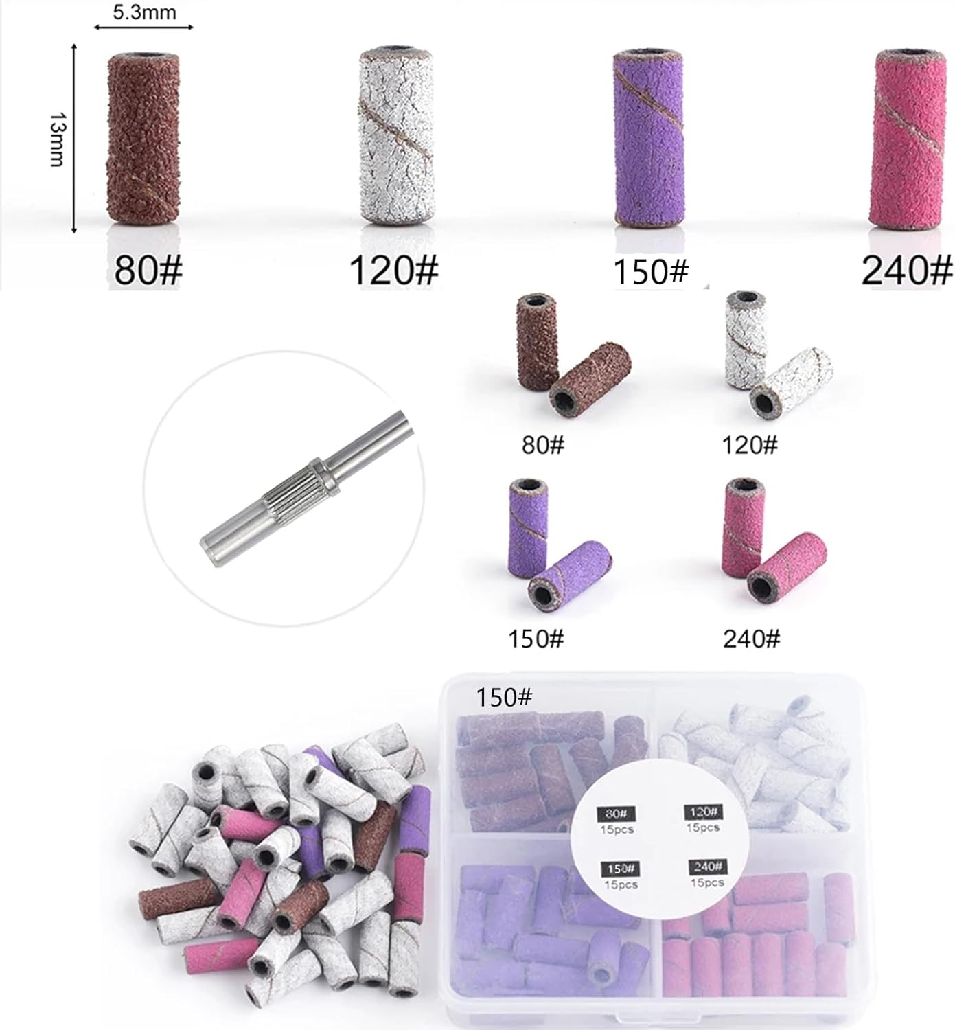 Misforu Sanding Bands for Nail Drill 60 Pcs 3Mm Professional Small Sanding Bands 80#120#150#240# Nail Sanding Bands with Small Mandrel Bit for Acrylic Nails Electric Nail Drill Nail Accessories Tool image number 5