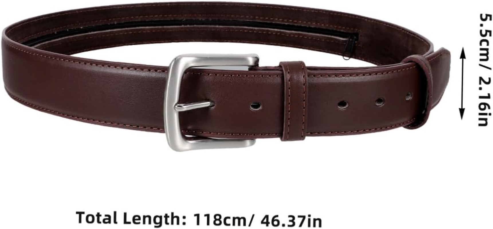 MOTHNUR Travel Security Belt Hidden Zipper Pocket Theft Wallet for Men Compartment for Valuables Brown Zipper Money Belt for Travel - Black image number 6