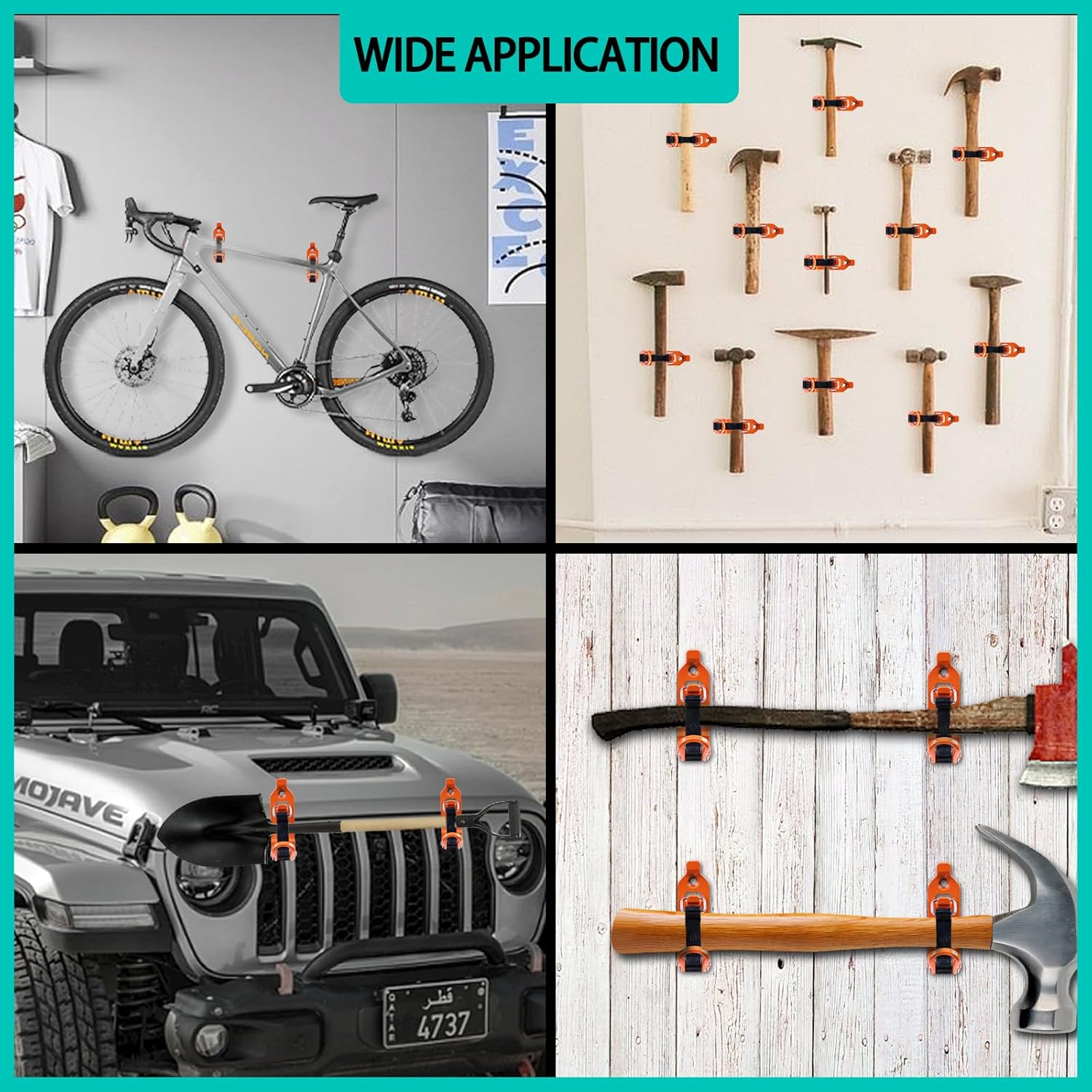 Drimzate Shovel Holder for Truck,2 Pcs Shovel Mount for Roof Truck,Metal Rubber Clamps for Roof Rack, Truck, Boats and Family Workshop Tools image number 6