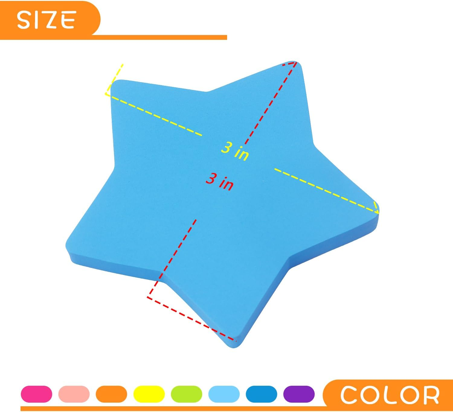 Star Shape Sticky Notes 8 Color Bright Colorful Sticky Pad 75 Sheets/Pad Self-Sticky Note Pads (8 Pads) image number 6
