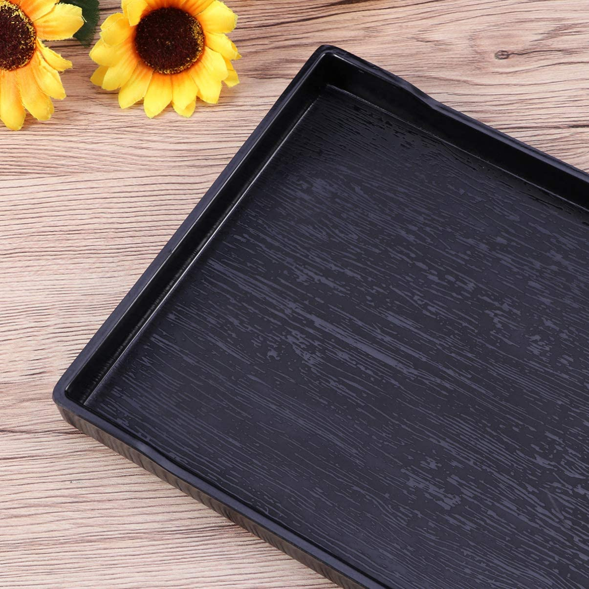 TEHAUX Reptile Food Bowl, Tortoise Large Food & Water Dish Reptile Large Plate Basking Platform Fits for Feed Bath (Black, 24.5 * 18 * 2Cm) image number 2