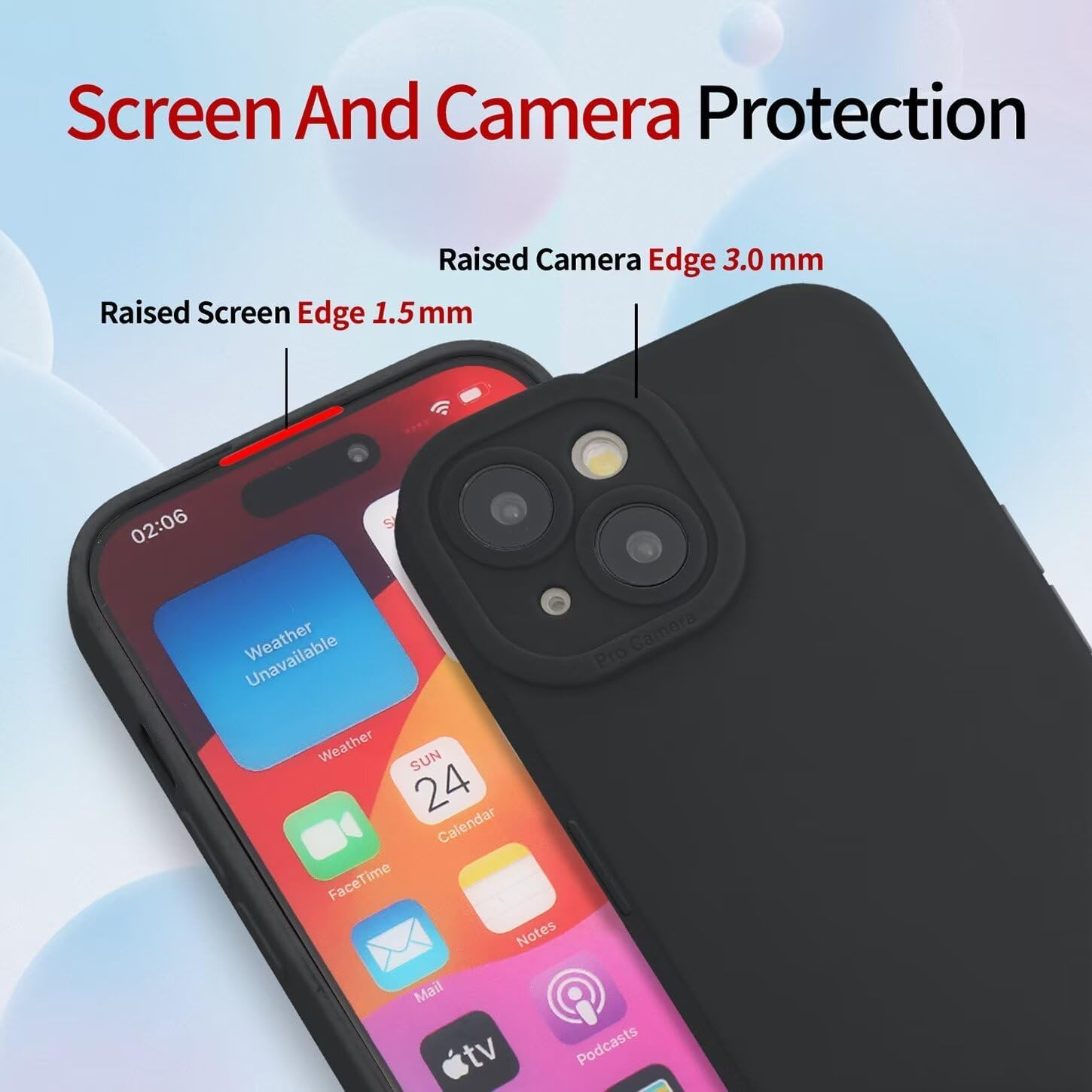ILING Liquid Silicone Case for Xiaomi Poco X7 Pro 5G, Simple Plain Ultra Thin Soft TPU Bumper Shockproof Scratch-Resistant Protective Case Matte Elegant Women'S Mobile Phone Case (Black) - Green image number 2