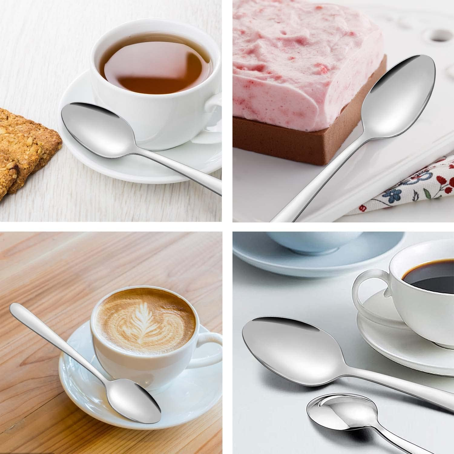 BEWOS 24-Piece Stainless Steel Spoon Set - Smooth & Tough Teaspoons (5.71" /14.5Cm) for Coffee, Espresso, Dessert, Polished & Dishwasher Safe, Ideal for Home, Restaurant, Cafeteria image number 3