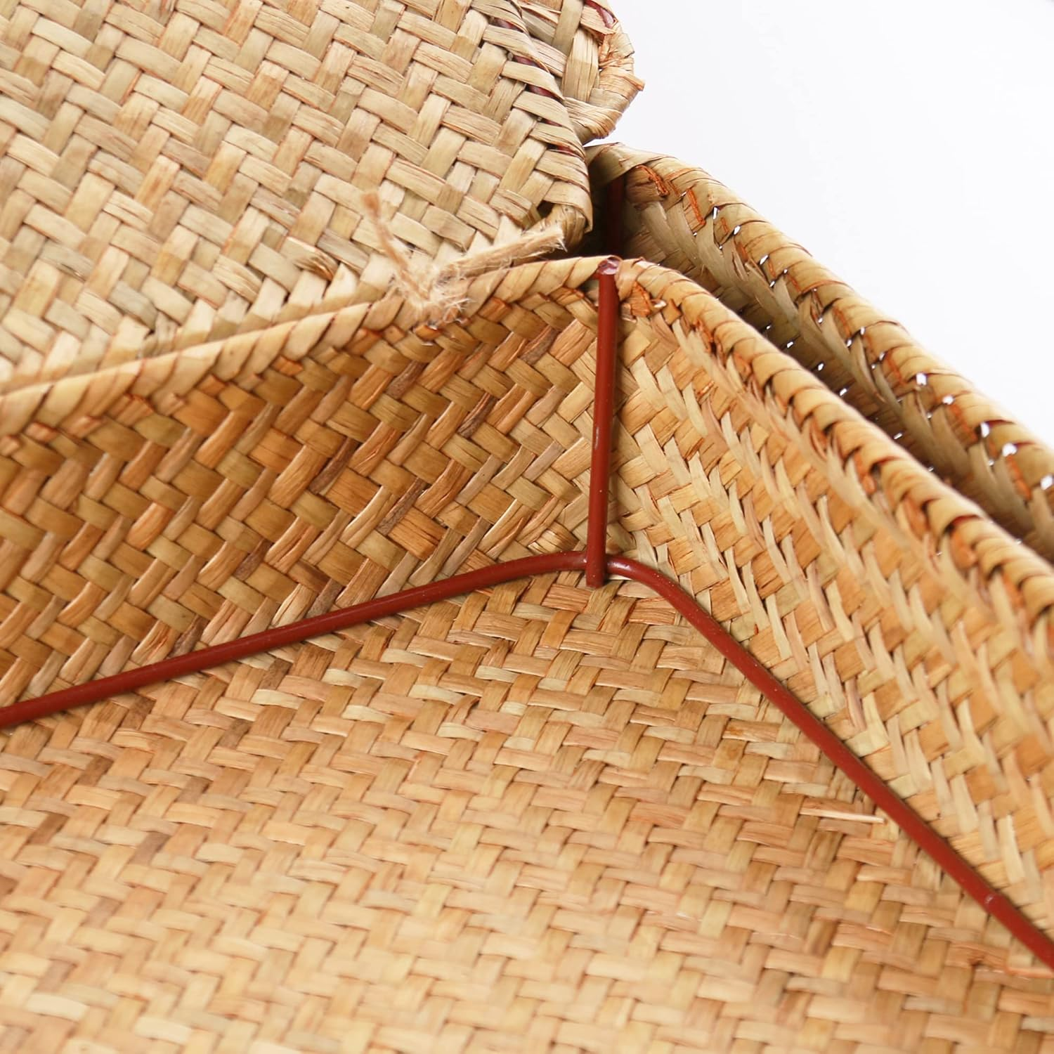 FEILANDUO Shelf Baskets with Lids Wicker Storage Baskets for Shelves Organizing Natural Seagrass Rattan Woven Organizer Boxes Boho Home Decor image number 5