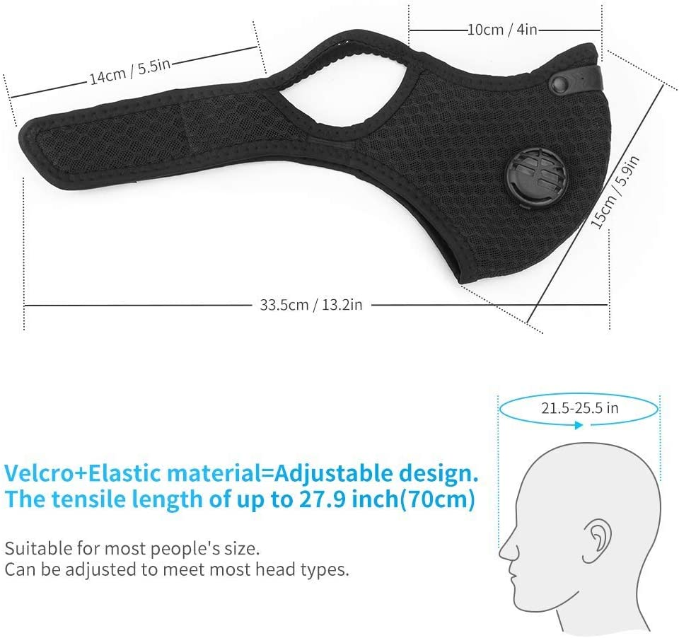 Dust Mask, Amazer Tec Reusable Dust Pollution Mask with Activated Carbon Filter for Woodworking House Cleaning Gardening and Outdoor Activities (Pack of 1 Black) image number 3