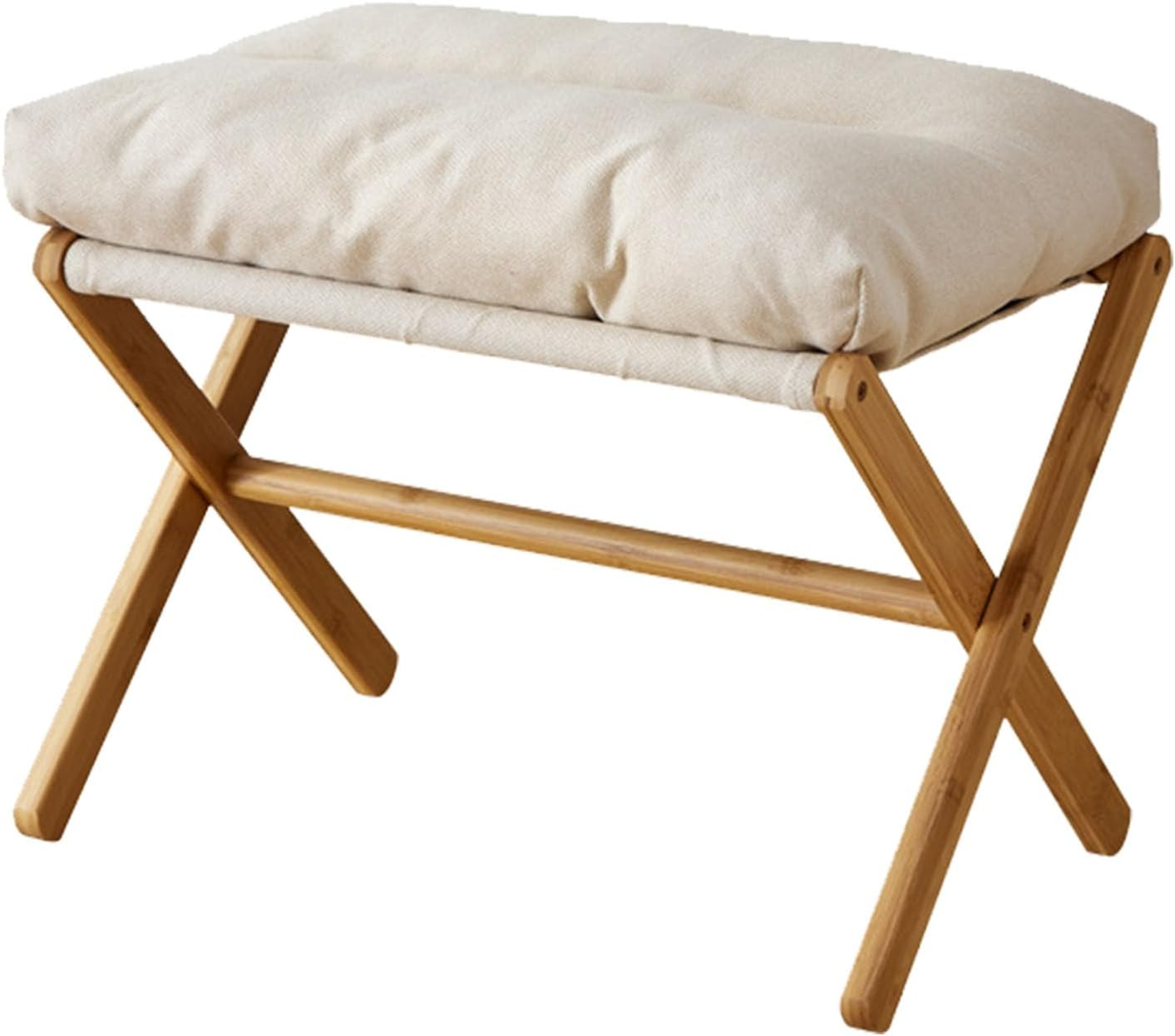 Soft Foot Stool, Footrest Stool Skin Friendly Multifunctional X Leg for Office for Bedroom (Beige)