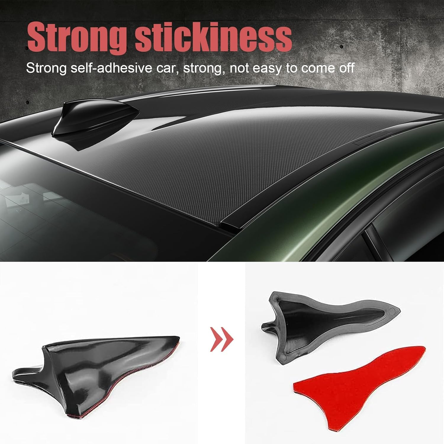 10 PCS Car Shark Fin Diffuser, Universal Roof Diffuser Spoiler, Car Shark Fin Antenna Kit with Selfadhesive Tapes, Vehicle Exterior Decor Accessories Stickers for Most Cars (Black) image number 2