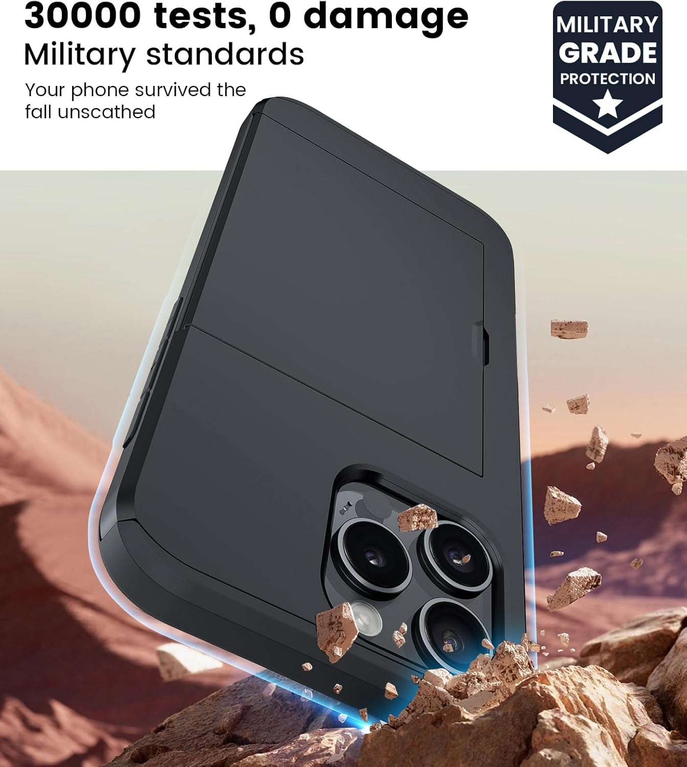 Nicekool Case for Iphone 15 with Card Slot, Silicone TPU Case Card Case Shockproof Armor Protective Bumper Mobile Phone Case Heavy Duty Cove Wallet Case, Black