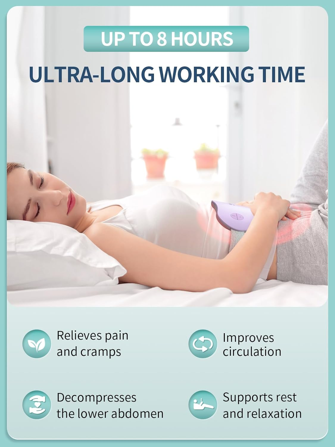 Slimpal Menstrual Heating Pad for Cramps, Portable Cordless Heating Pad for Period Pain Relief, Electric Wearable Heat Belt, Gifts for Women Girls, Purple image number 3