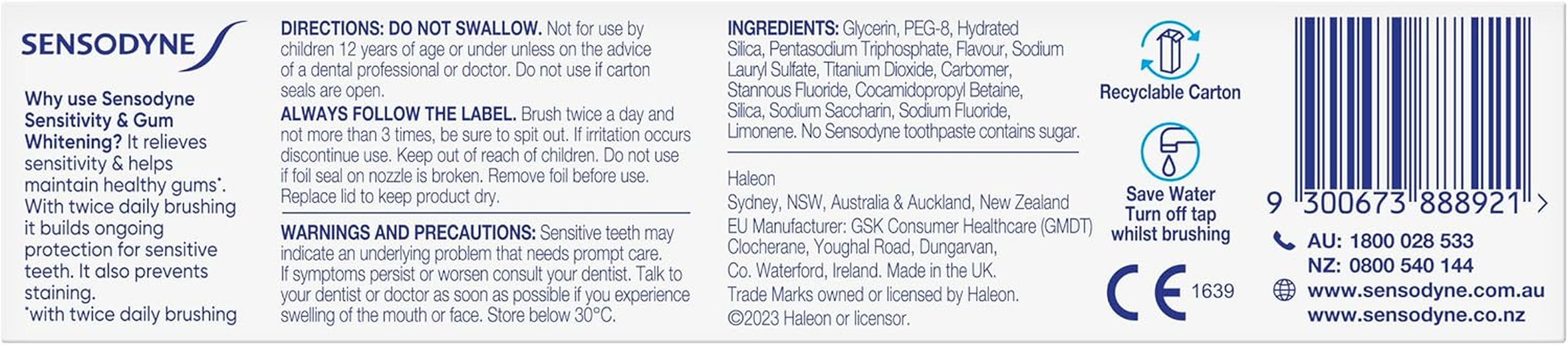 Sensodyne Toothpaste, Sensitivity & Gum, Whitening, 100G (Pack of 3) image number 1