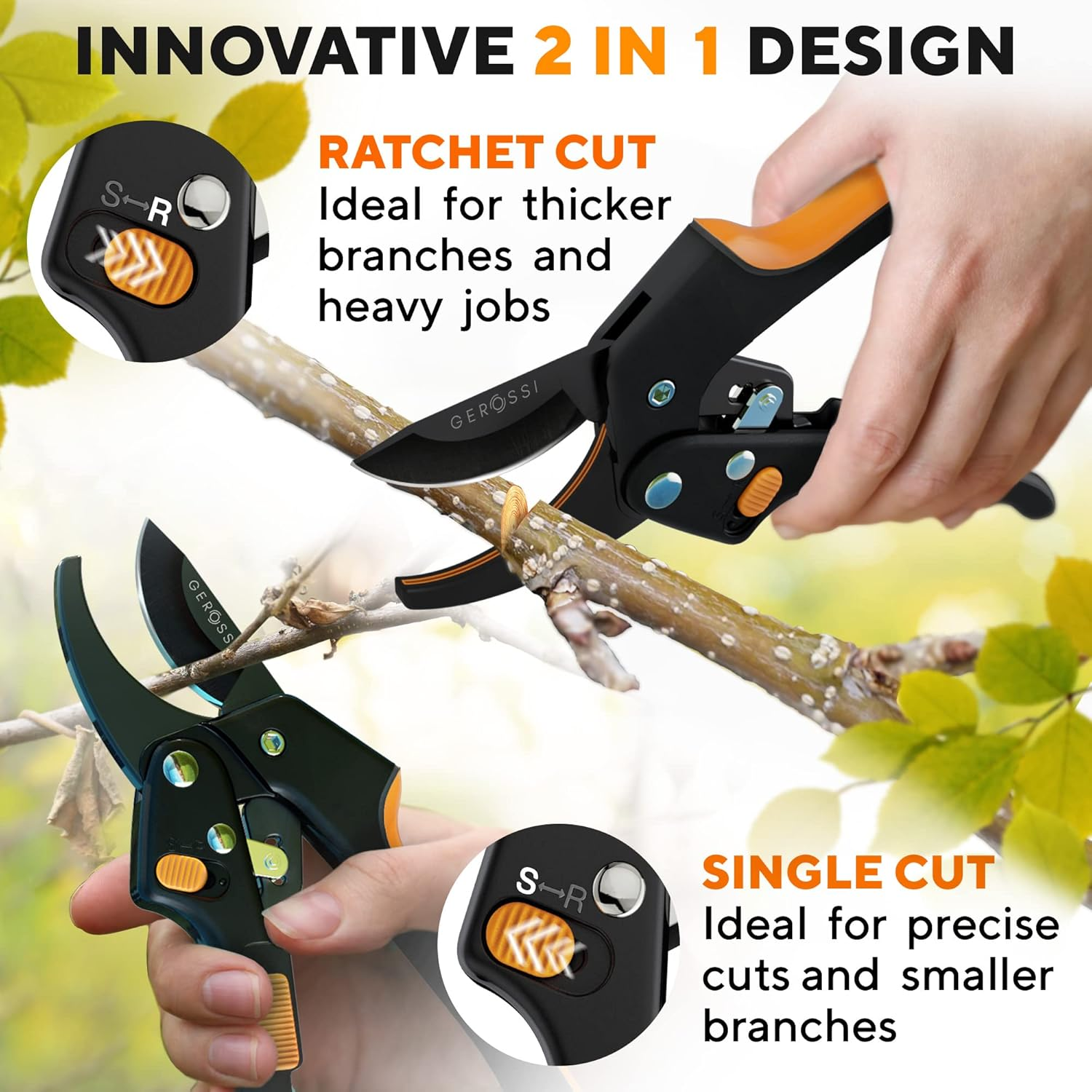 Ratchet Garden Pruner Heavy Duty Increase Cutting Power 3X - Perfect Ratchet Pruner for Weak Hands and Arthritis, 8" Anvil Secateurs - Extra Sharp image number 6