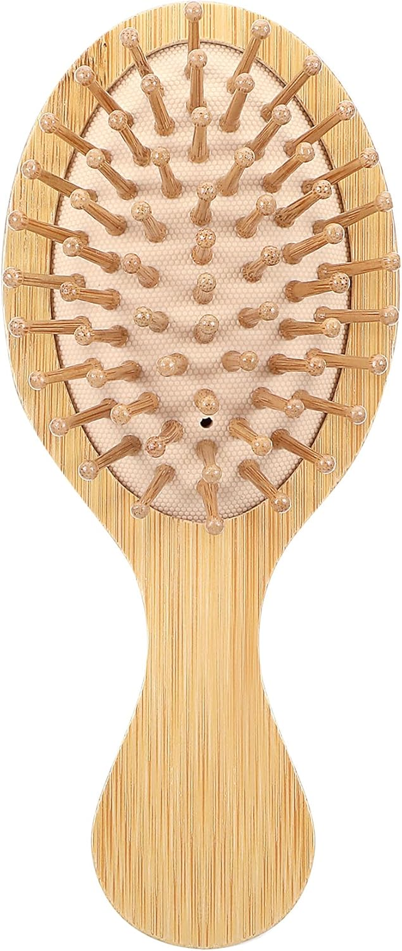 Small Hair Brush, Bamboo Hair Brush with round Bristles for Scalp Massage & Hair Growth, Antistatic Wooden Brush with Ergonomic Handle, Gentle Detangling for Women & Men