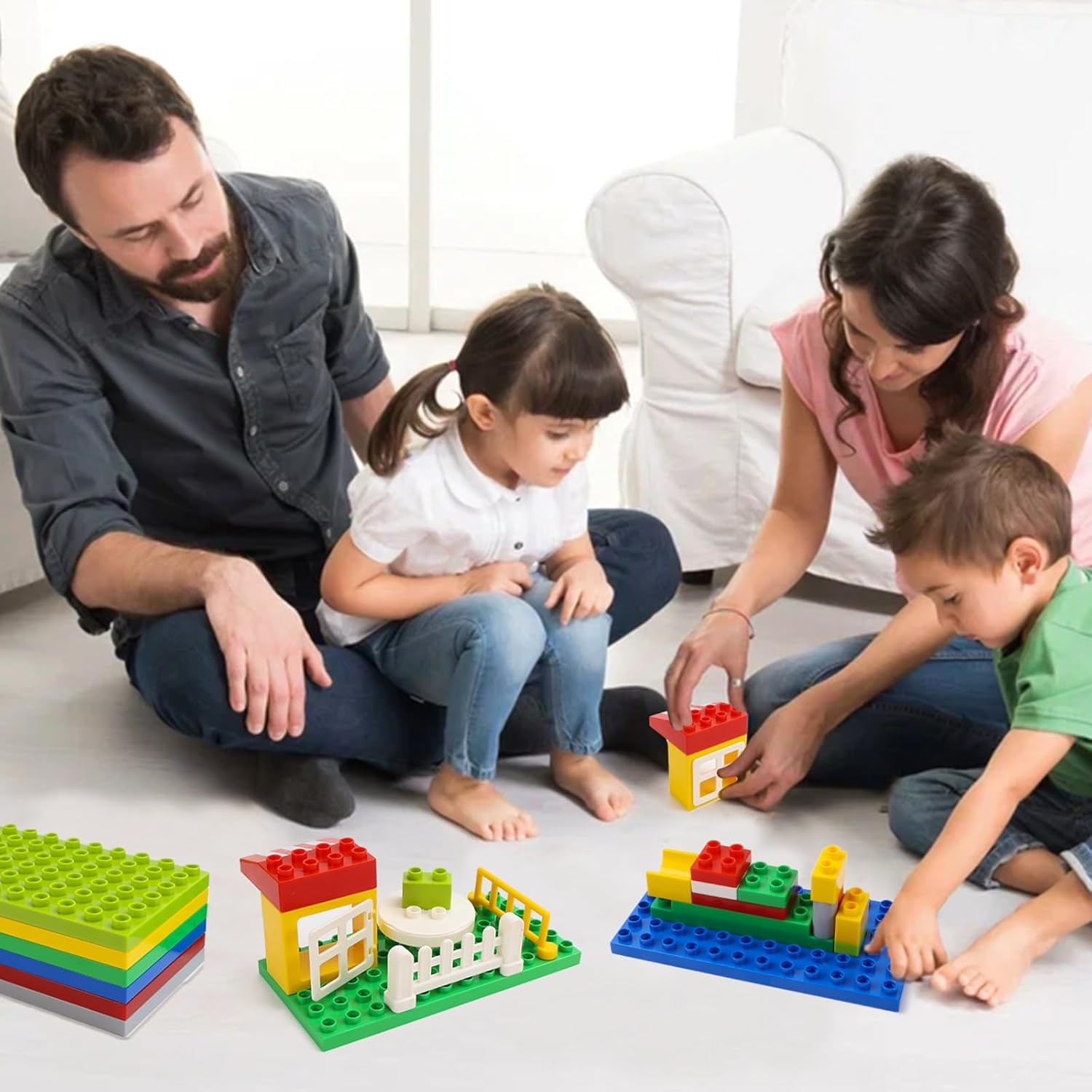 UVVRUR Building Blocks, Pack of 12, 19 X 9.5 Cm, Compatible with Large Building Blocks (12 Pieces, 6 Colours)