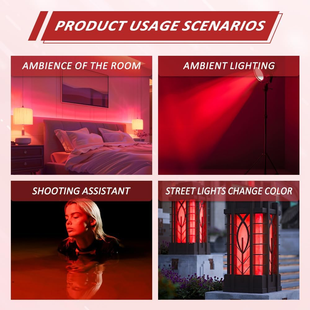 Zozomaiy 6 Pieces Lighting Gels Filter, Colored Overlays Light Gels Sheets, Red Transparent Film, Plastic Light Filters Film, for Photo Studio Strobe Flash LED Video Light DJ Light, 29.7X21Cm image number 1