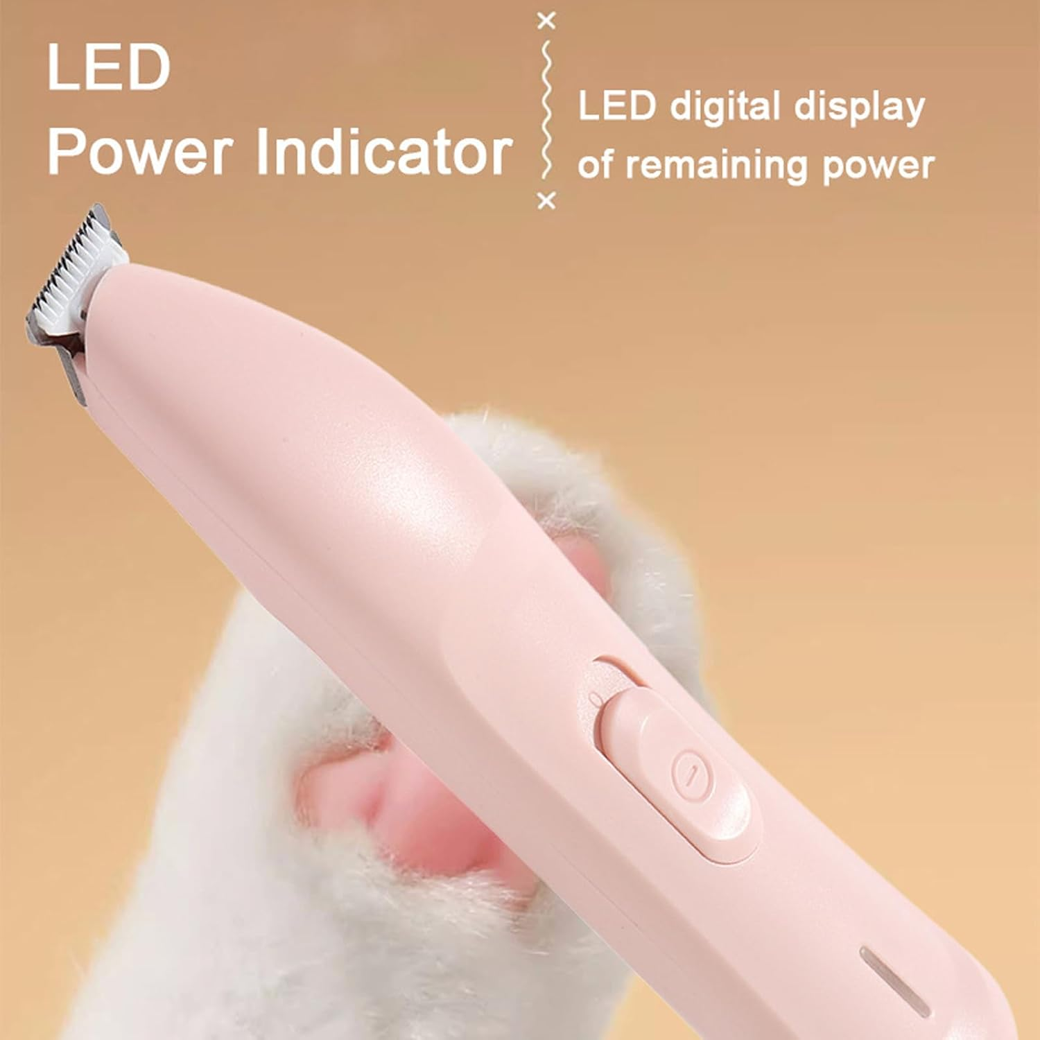 Dog Paw Trimmer,Equipped with LED Lights Paw Trimmer for Dogs,Electric Dog Trimmer,Low Noise Dog Clippers Grooming,Used for Beauty Cat Trimmer (Pink) image number 5