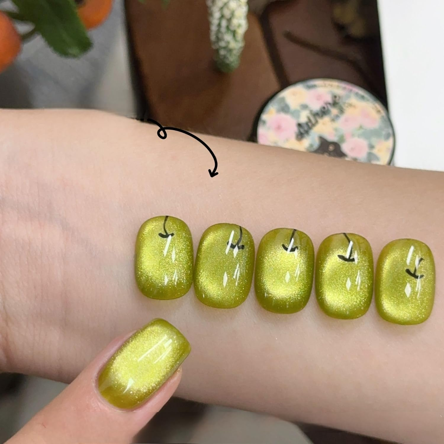 ADHERE Autumn Collection Series - 12Ml Cat Eye Gel Nail Polish 1Pc Gel Polish Soak off Holographic Magnetic Nail Polish for Nail Art Manicure Salon DIY at Home (Underwood Leaf) - Crow image number 4