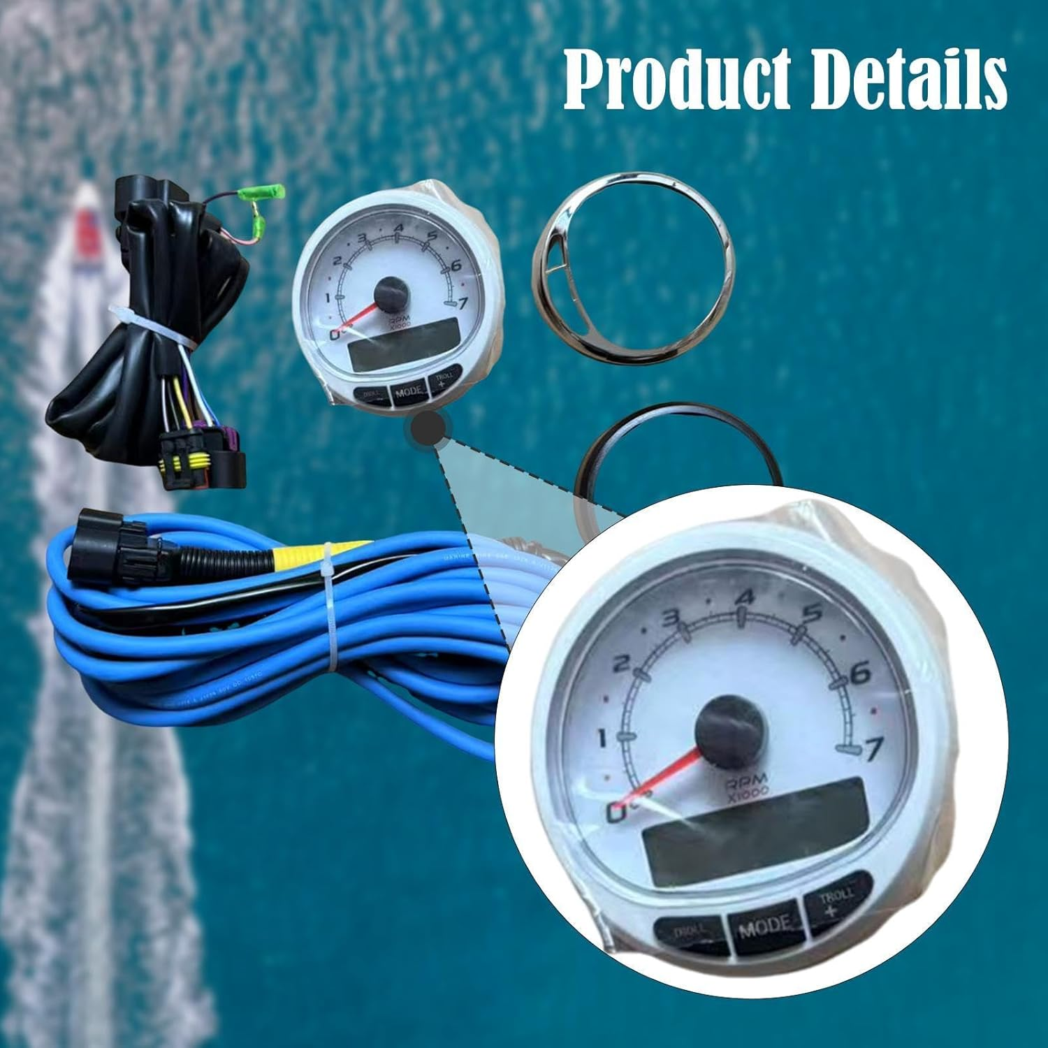 Outboard Motor Tachometer Kit Replace 8M0135634 3 Feet Long Harness Practical image number 6