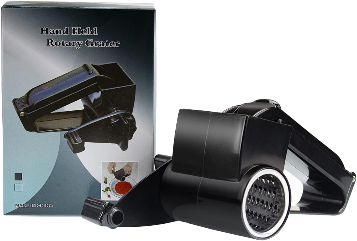 Rotary Cheese Grater with Handle for Vegetables, Chocolate, Hard Cheese & Nuts - White