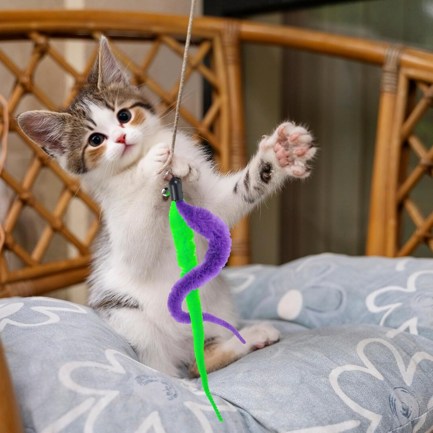 Innohhustle 12 Pcs Cat Worms Refill, Cat Toys Wand Replacement, Cats Feather Toy Replacements Cats Wand Toy Accessories image number 4