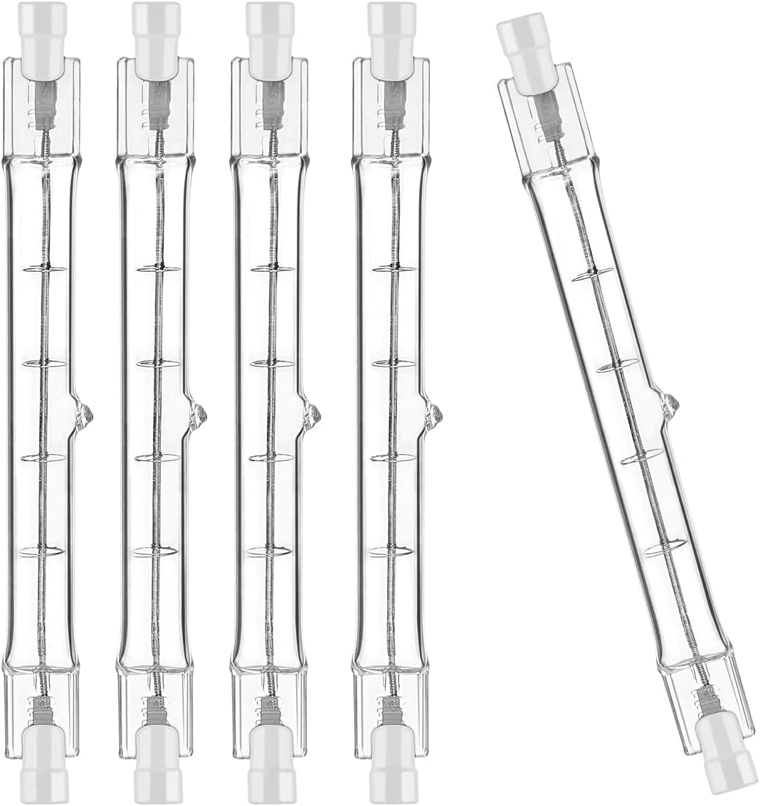 Jaenmsa R7S Halogen Light Bulb 118 Mm 150 W 230 V, Pack of 5 Halogen Rod R7S 118 Mm, Halogen Bulb R7S Dimmable Halogen Lamp for Construction Spotlights, Work Landscape Lighting, Living Room Lights