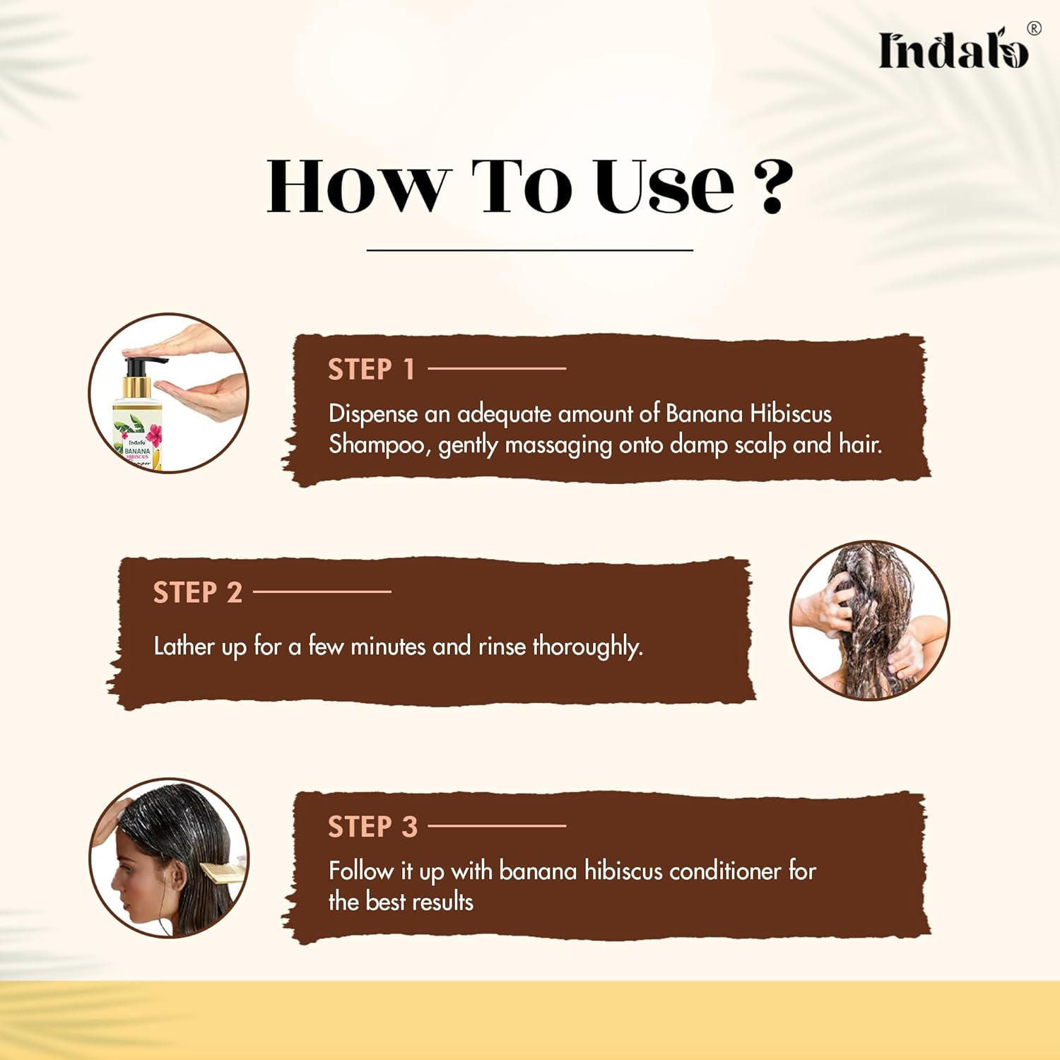 Indalo Banana Hibiscus Deep Moisturizing Hair Volumizing Shampoo with Vitamin E and Shea Butter for Dry & Frizzy Hair, Paraben & Sulphate Free, UV Protection - 200Ml image number 3