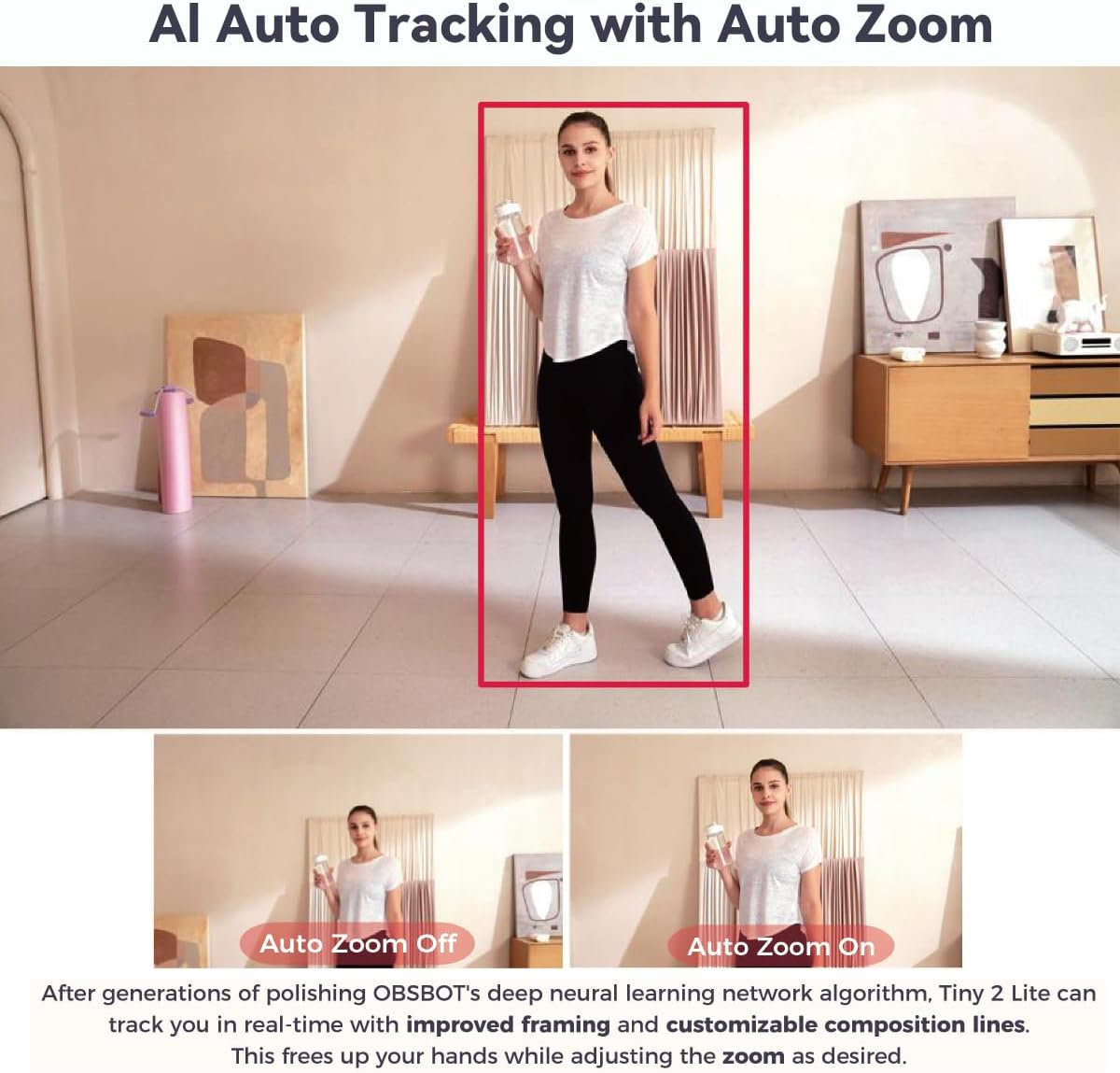 OBSBOT Tiny 2 Lite Ai-Powered 4K PTZ Webcam Stunning UHD 4K Resolution 1/2&rdquo; CMOS Sensor 4X Digital Zoom AI Auto Tracking with Auto Zoom Gesture Control 2.0 image number 2