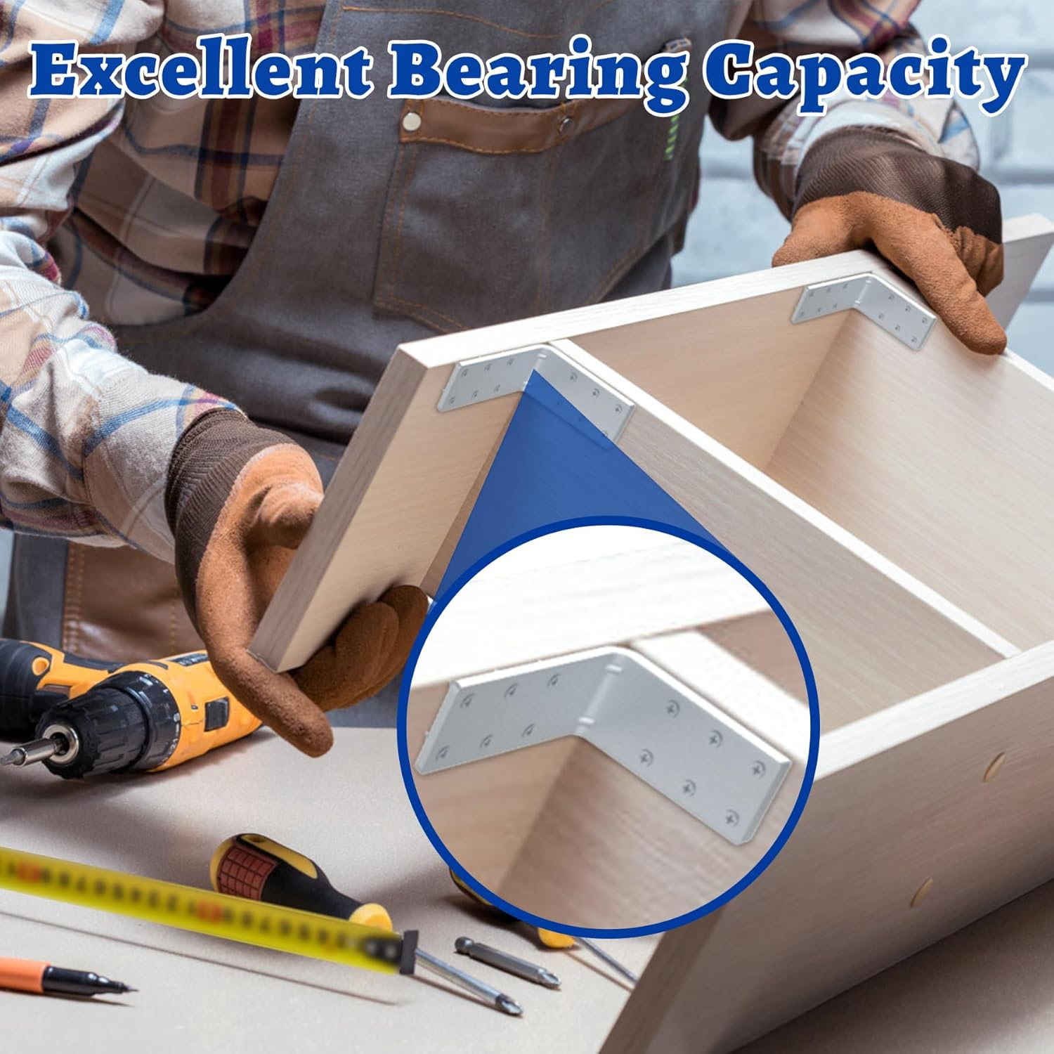 Wintcomfort 8 Pcs Metal Corner Shelf Bracket, 3.2" X 3.2" X 1.2" Thicken 11-Ga Heavy Duty Galvanized Corner Brace, 90 Degree L Bracket, Large Metal Corner Brace for Frame, Fence, Wood, Furniture