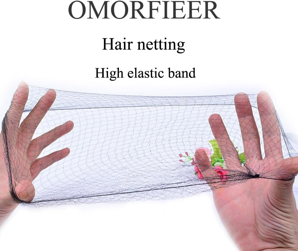 Rise World OMORFIEER Hair Nets for Buns - 20 Pcs, 30 Inch Black, Unisex, Invisible Elastic Edge, Latex Free, Breathable, Disposable, Ballet & Dance Hair Nets, Food Service image number 5