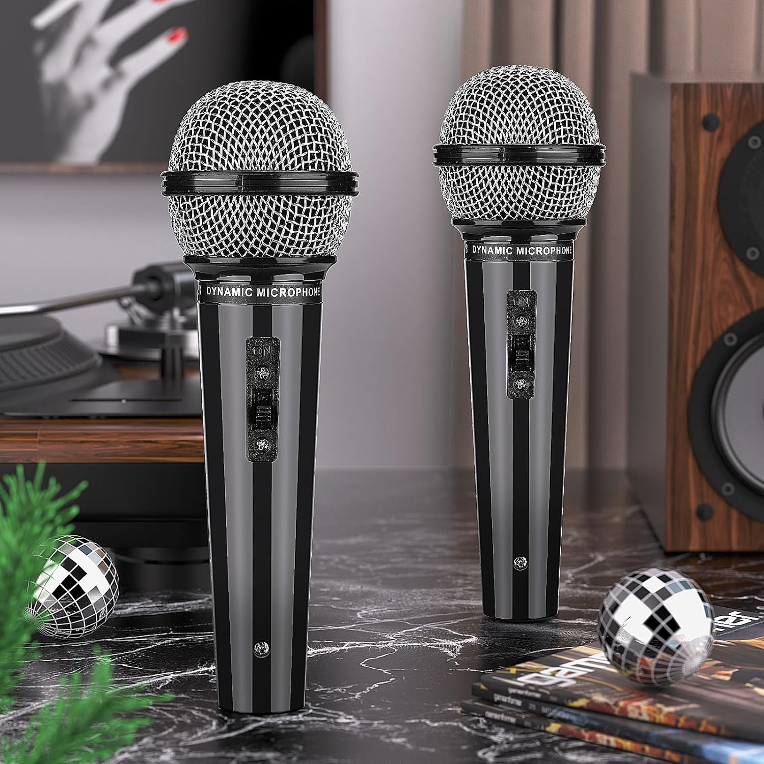 Facmogu 2PCS Fake Microphone Prop, Plastic Prop Microphone for Kids, Fake Pretend Play Microphone Toy for Karaoke Costume, Kids Mic Props for Halloween Christmas Cosplay Music Birthday Party Favors image number 2