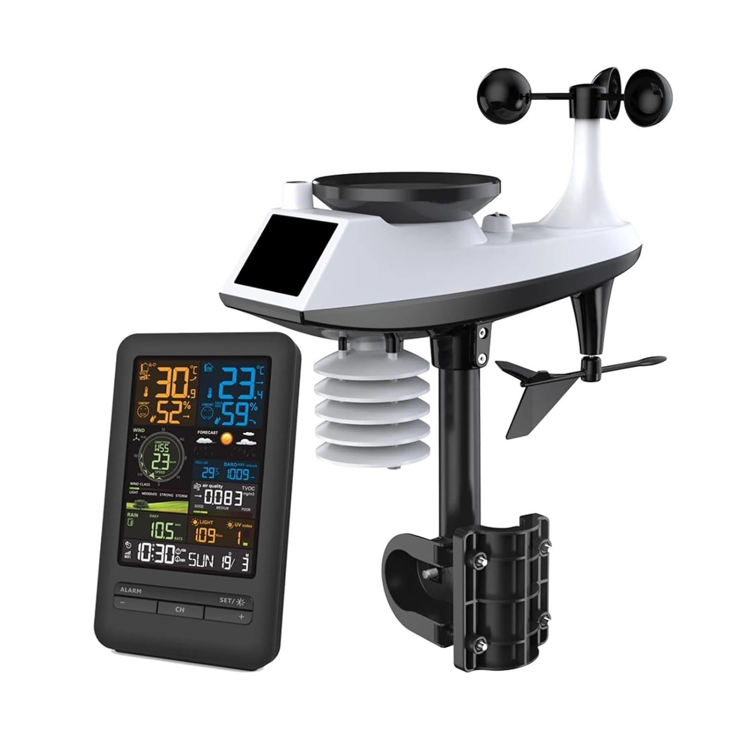 Wifi Weather Station Smart Tuya Home Digital Wind Speed Direction Rainfall Light Index Air Quality Temperature Humidity Monitor