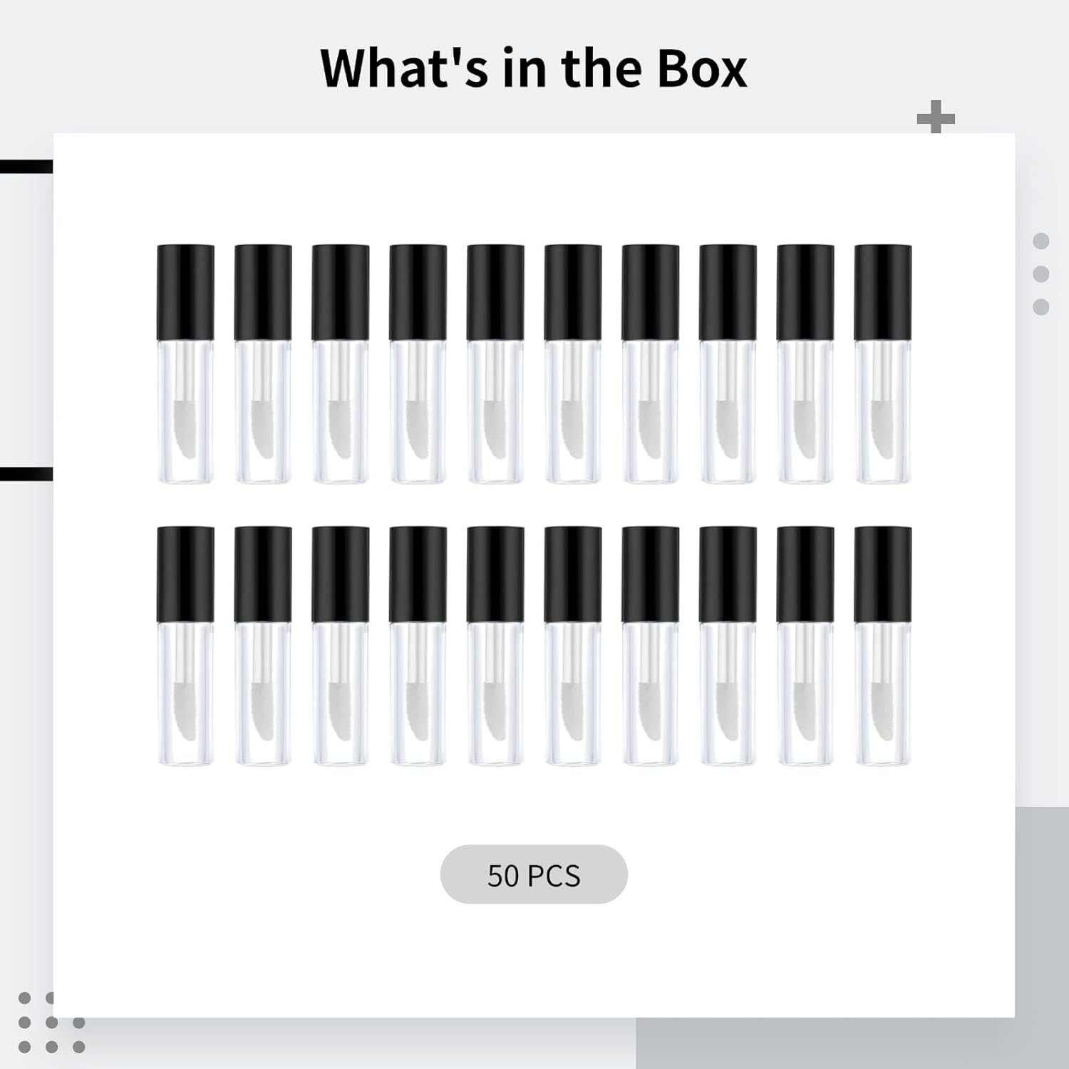 YOFAPA 50 Pieces Mini Clear Lip Gloss Containers, 1.2Ml/0.04Oz Empty Cosmetic Sample Tubes, Portable Travel Size Lip Oil Bottles with Soft Brush and Leakproof Design image number 3