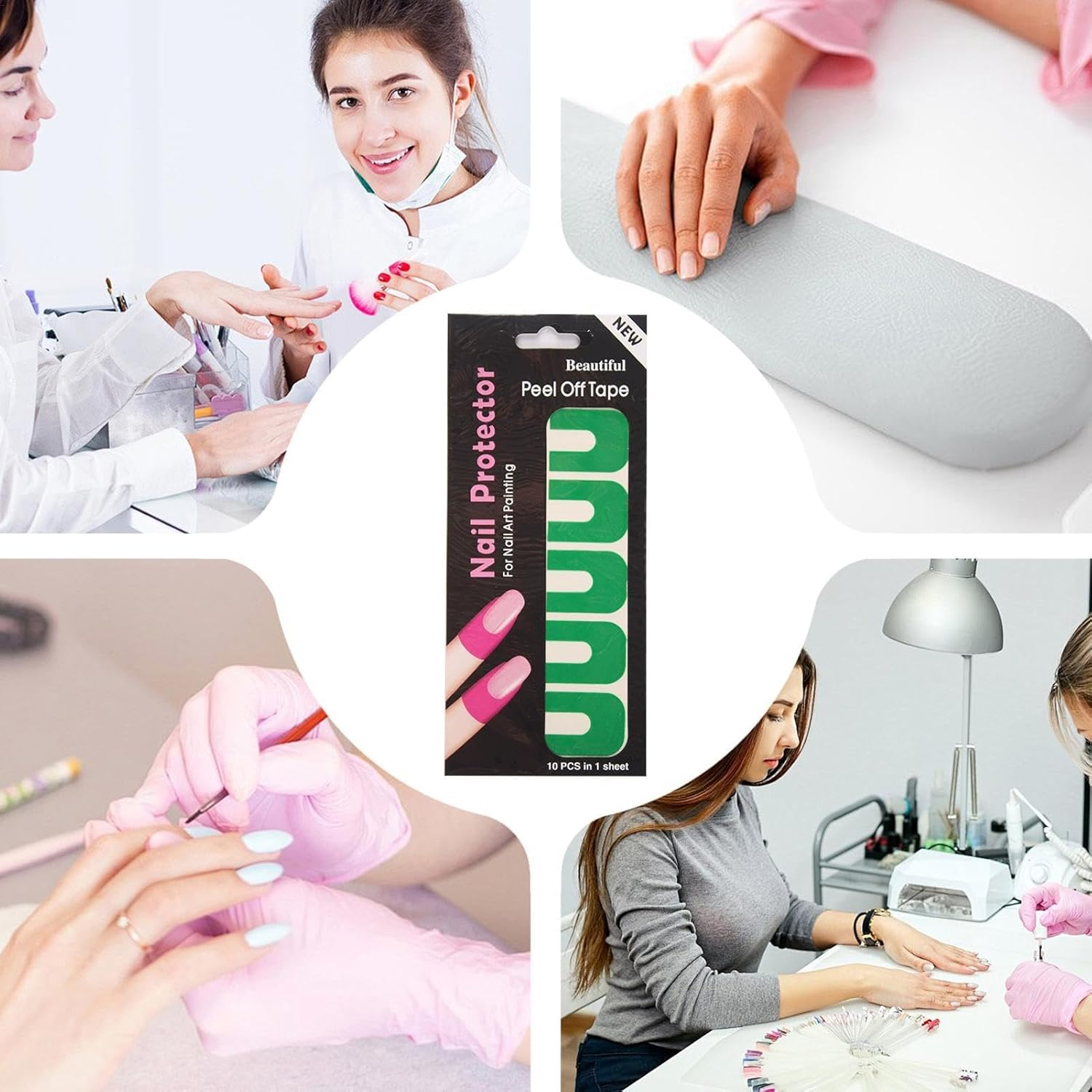 Nail Polish Protector,Soft Elastic U-Shape Nail Polish Guards - Spill Proof Stickers, Peel off Nail Stickers, Nail Tape for Fingers - Green image number 2