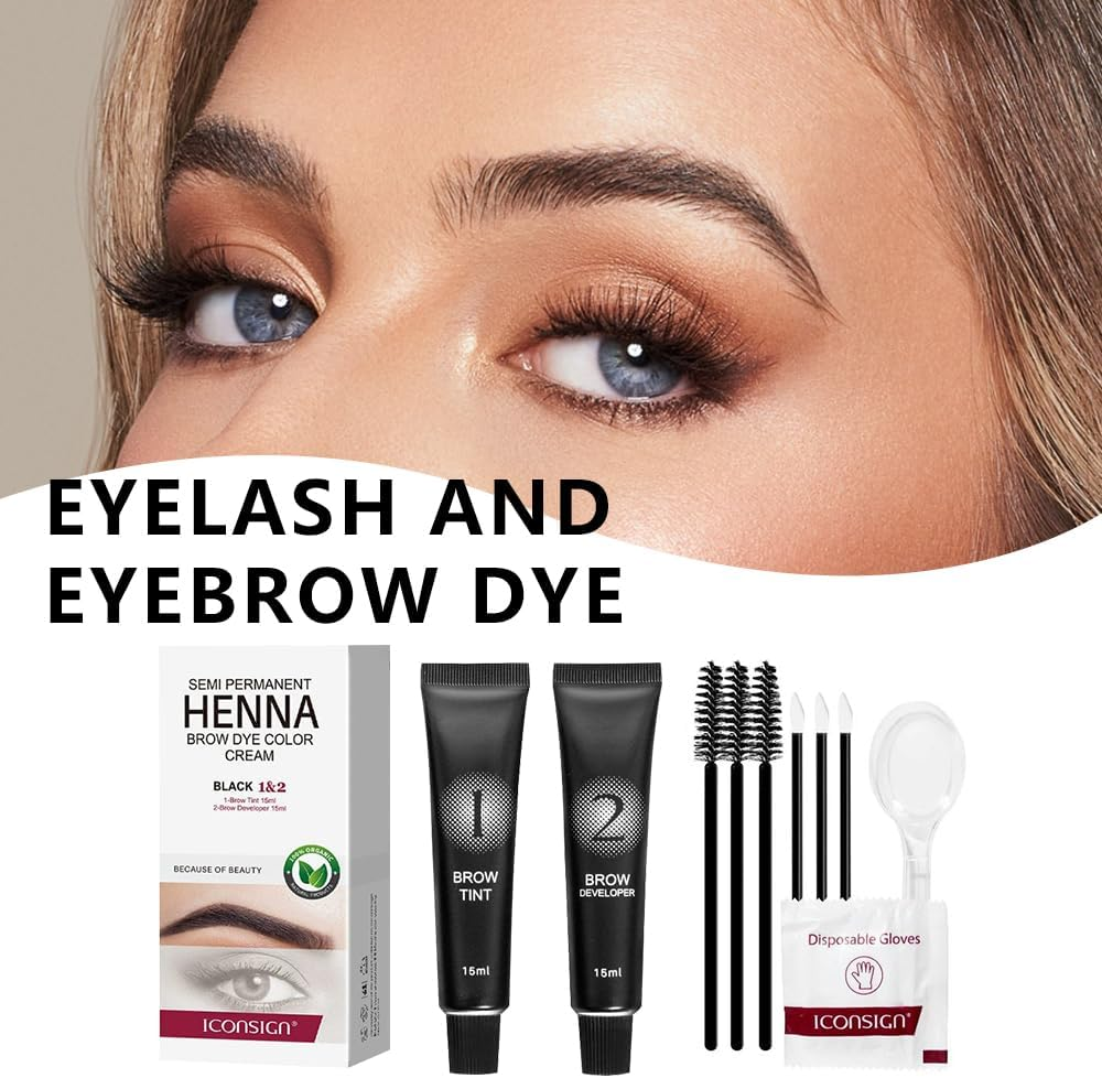 30Ml Eyelash and Brow Dye Kit,Professional Eyelash & Brow Dye Cream with Complete Tools for Salon or at Home Use, Natural Ingredients Long-Lasting Waterproof Quick Drying Safe & Easy to Use Makeup Kit (Black) - Coffee image number 5