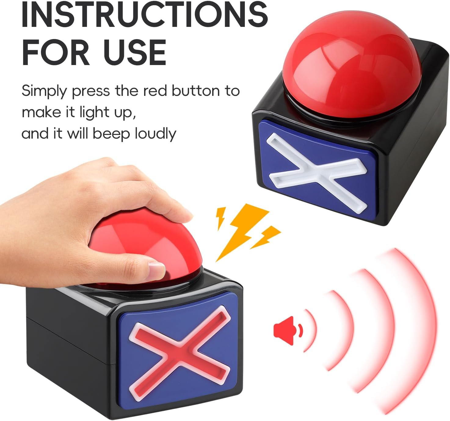 2Pcs Game Answer Buzzer Alarm Button Box with Sound Light Party Contest Prop Toy, Trivia Quiz Got Talent Buzzer for Kids Adult image number 1