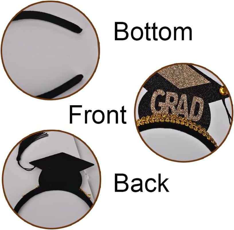 Graduation Cap Headband with Tassel for Women Men Mini Grad Headbands for Girls Boys Graduation Hair Accessories for Graduation Party Supplies Decorations image number 3