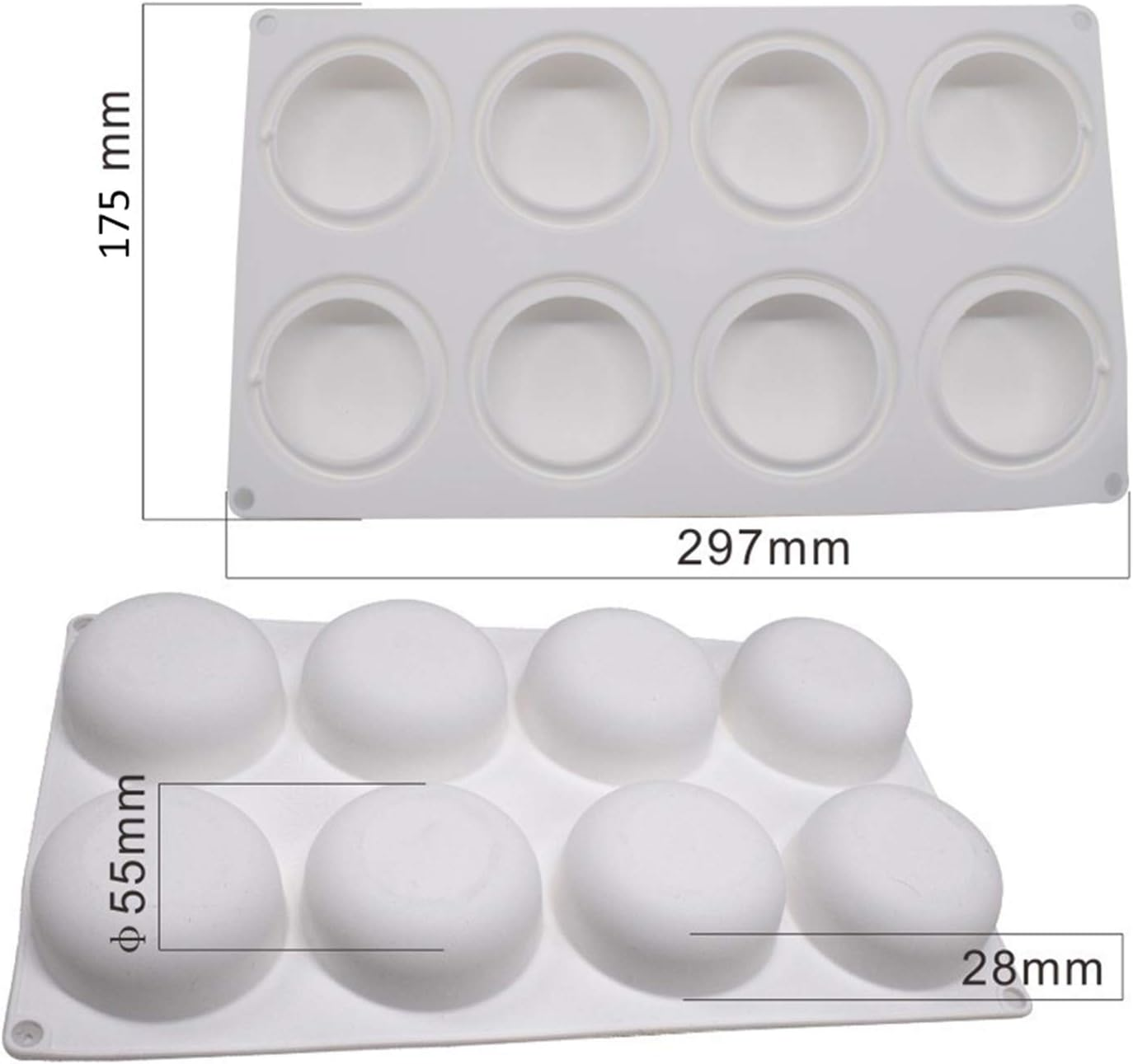 Silicone Cake Mold for Baking，8 Holes 3D Stone round Shape Silicone Mousse Cake Pop Form,Non-Stick Candy Chocolate Jelly Baking Mould Tray,Pastry Cheesecake Pudding Bread Decorating Tool for Homemade image number 1