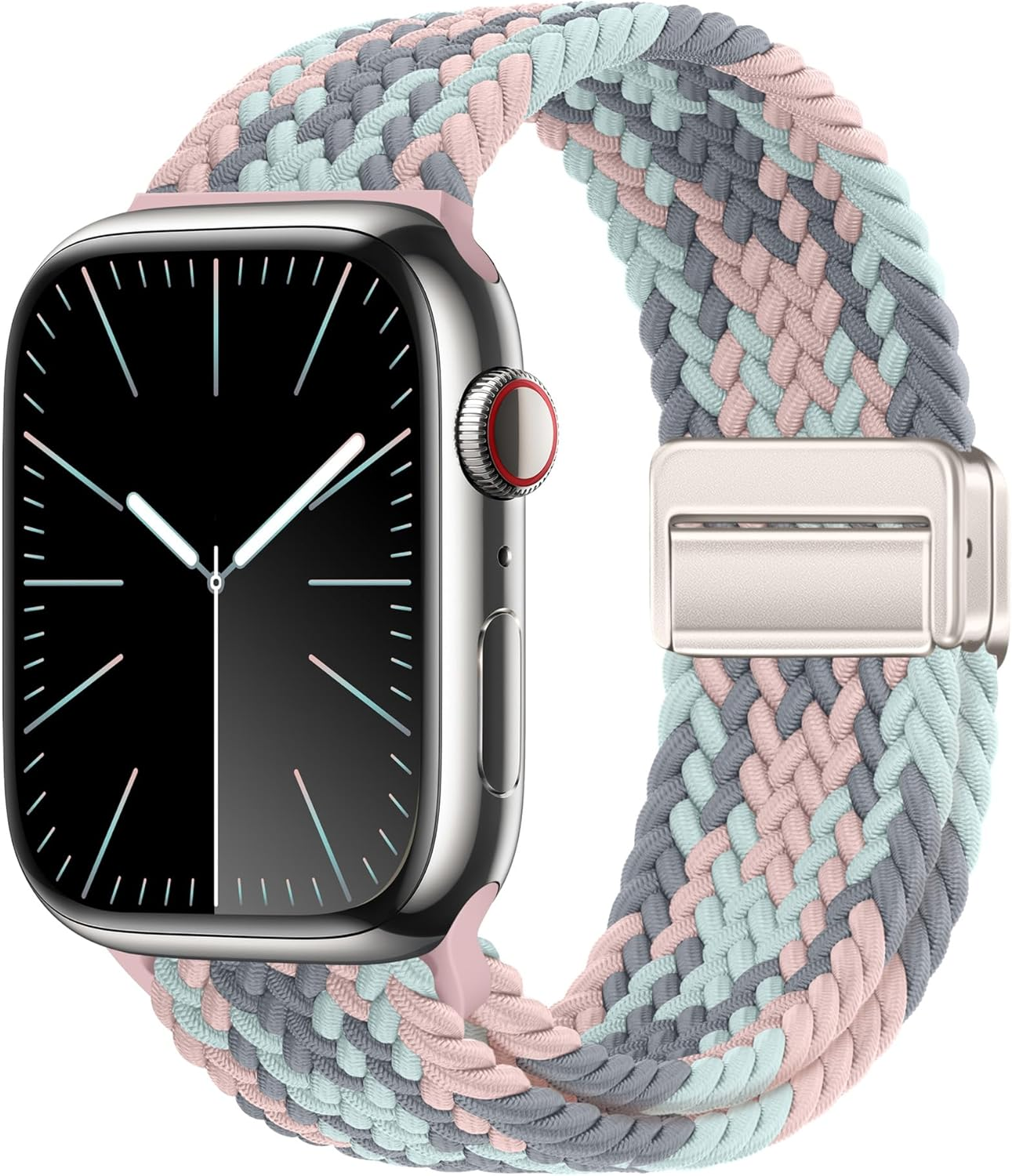 Ixtra Magnetic Braided Solo Loop Compatible with Apple Watch Band 38Mm 40Mm 41Mm 42Mm 44Mm 45Mm 46Mm 49Mm for Women Men, Stretchy Nylon Sport Bands for Iwatch Ultra Series 10 9 8 7 6 5 4 3 SE