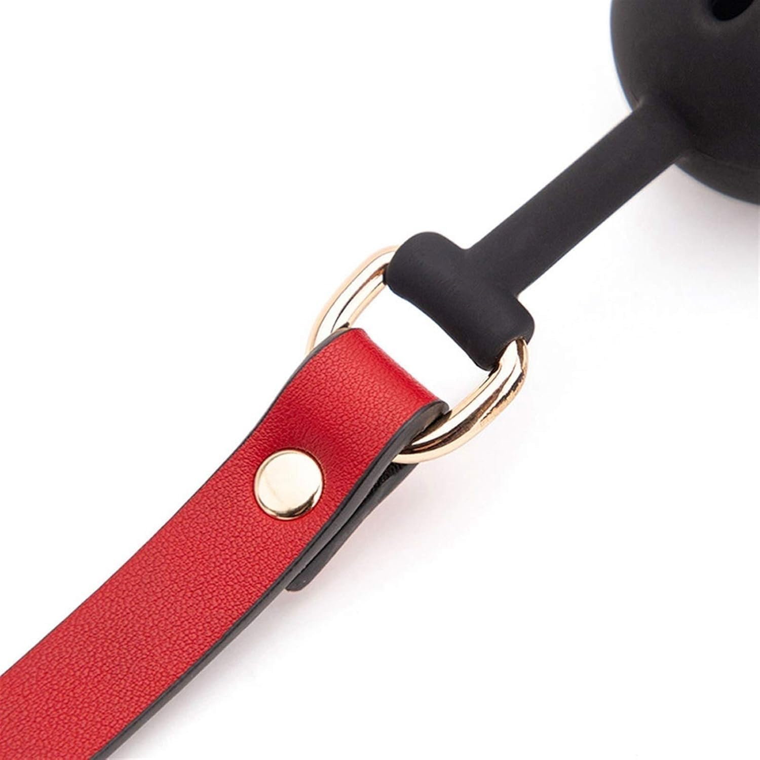 Black and Red Adjustable Size Opening Breathable Mouth Ball Diameter 4.2Cm Fashionable Adjustable Women'S Mouth Ball Suitable for Women Men Role Playing Game Entertainment Tool image number 2