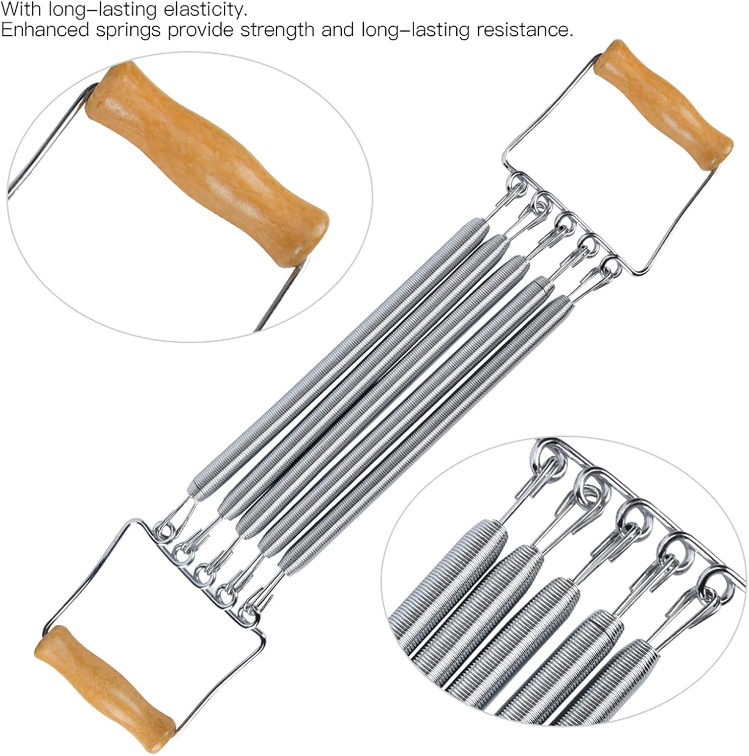 Chest Developer, Spring Chest Expander, Wooden Handle Removable Spring Chest Expander Developer Household Exercise Muscle Fitness Equipment