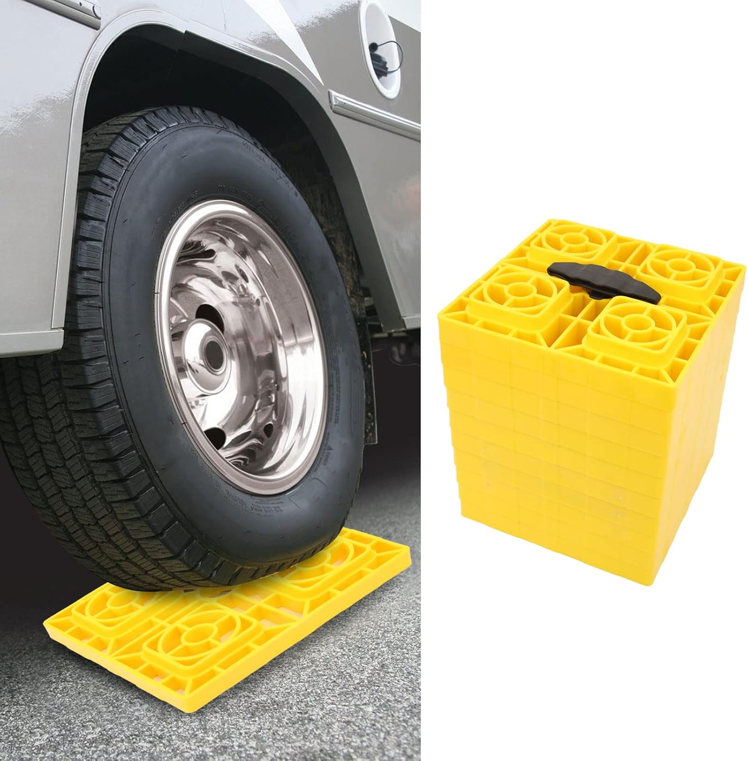 Wheels Leveling Blocks, Heavy Duty Rv Leveling Blocks and Chocks anti Slip Pads Design for Leveling Single and Dual Wheels, Levelers 10 Pack with Carrying Bag image number 1