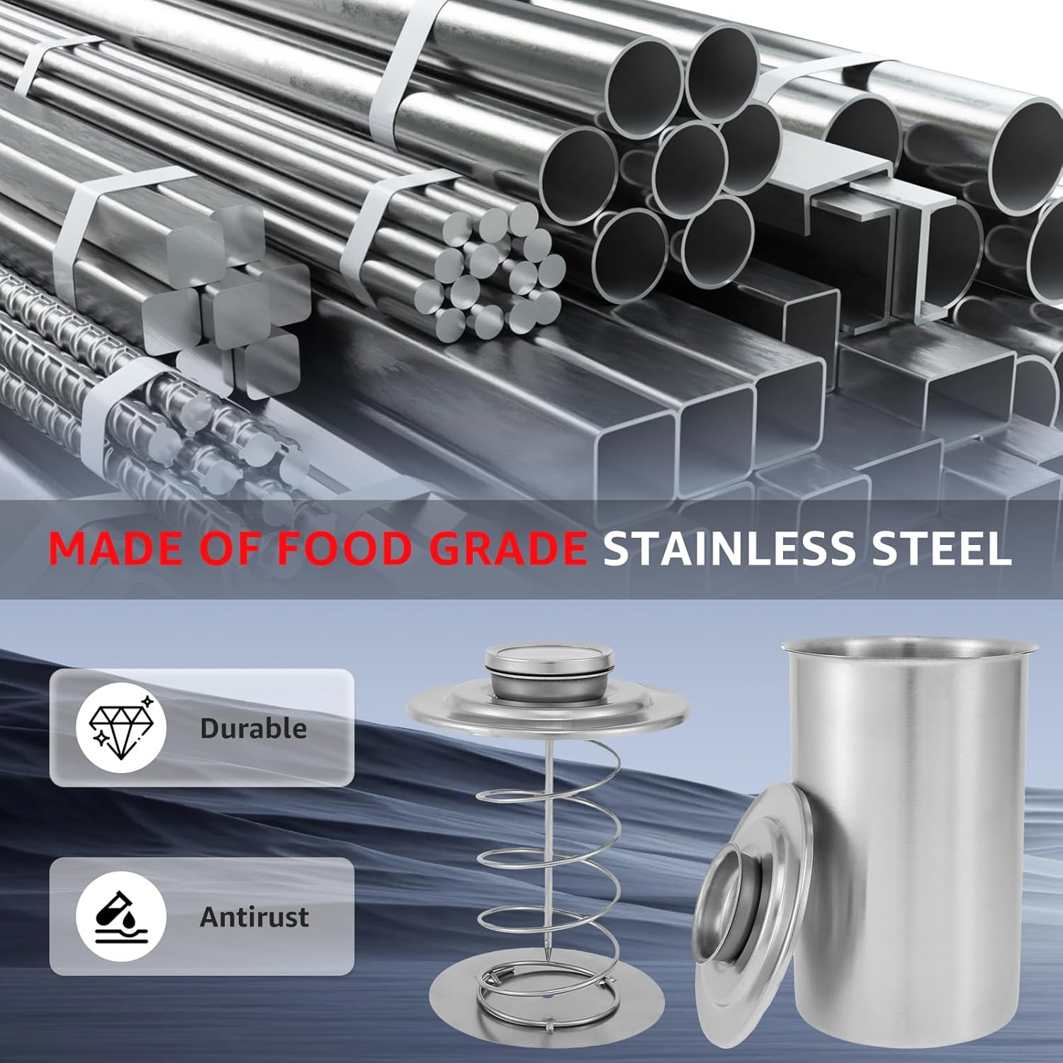 Meat Press Cooker 304 Stainless Steel Ham Press Maker with Thermometer Multifunctional round Shape Meat Press Mold for Deli Meats Meat Pork Seafood Beef Fish Poultry Lunch Meat Press image number 1