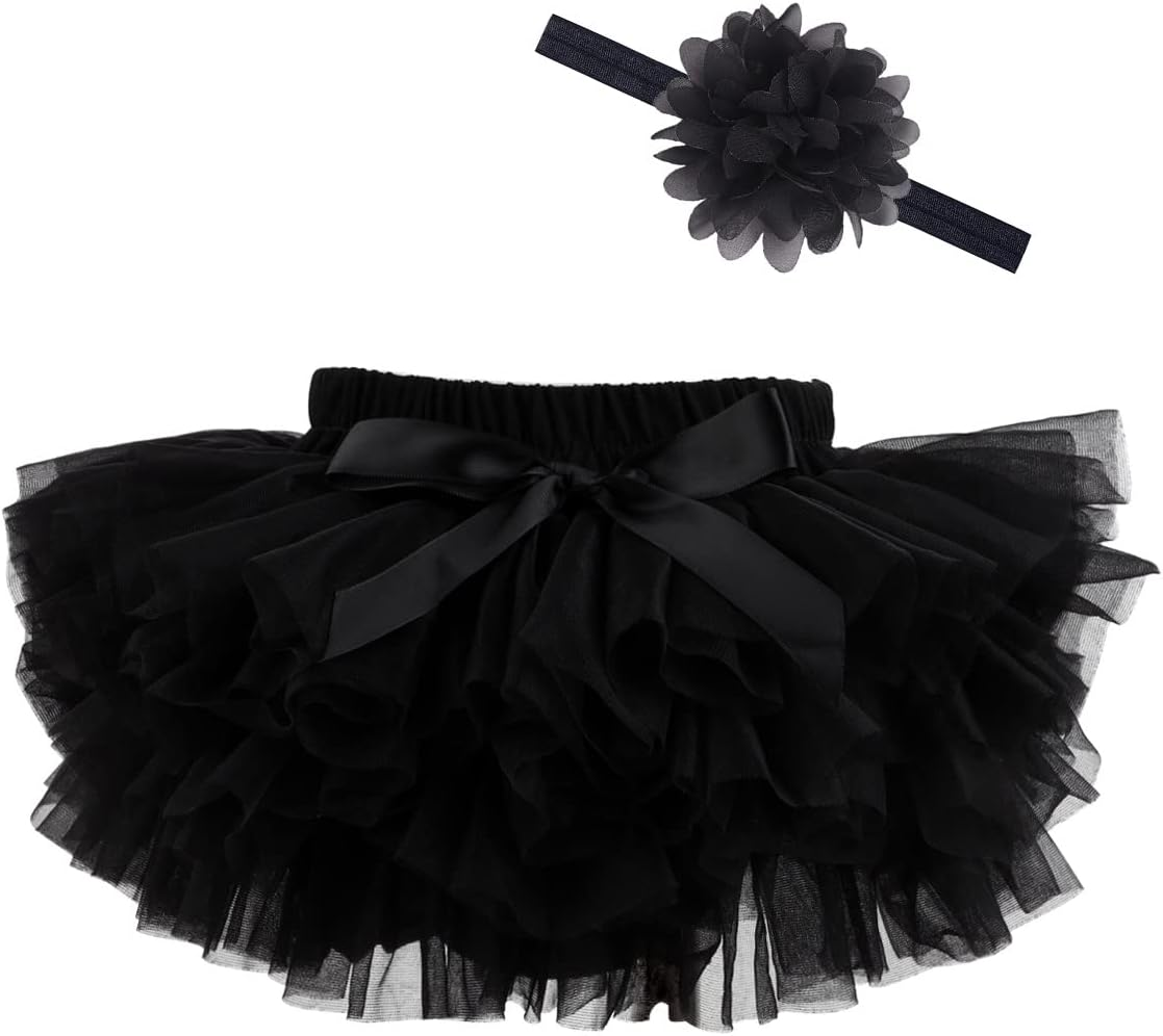 HOOLCHEAN Baby Infant Girls Fluffy Soft Tutu Skirt (Skort) and Headband Suit
